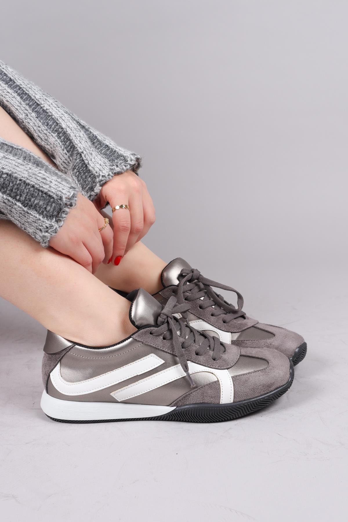 ORSA Cilt Süet Garnili Sneakers GRİ