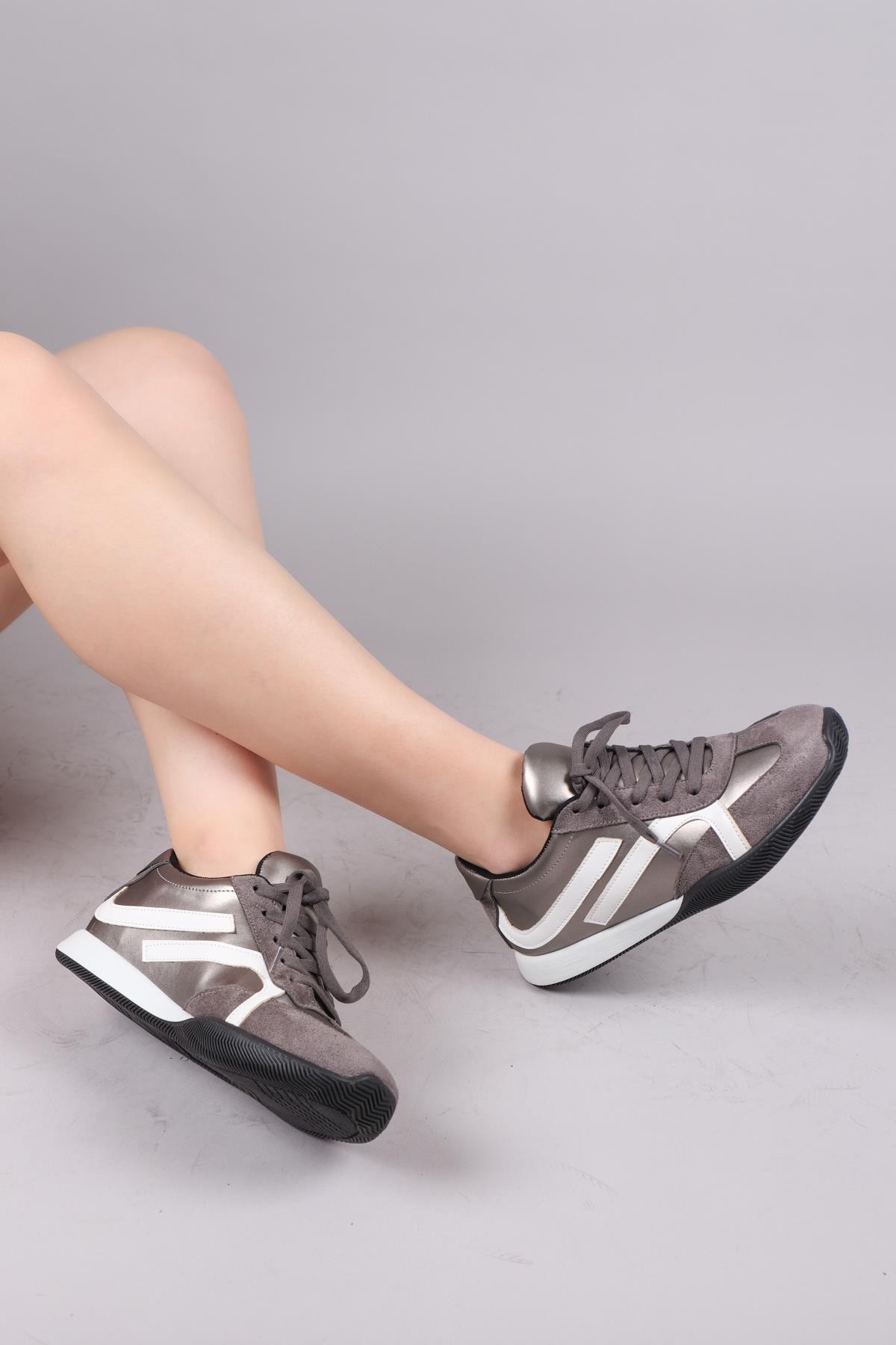 ORSA Cilt Süet Garnili Sneakers GRİ