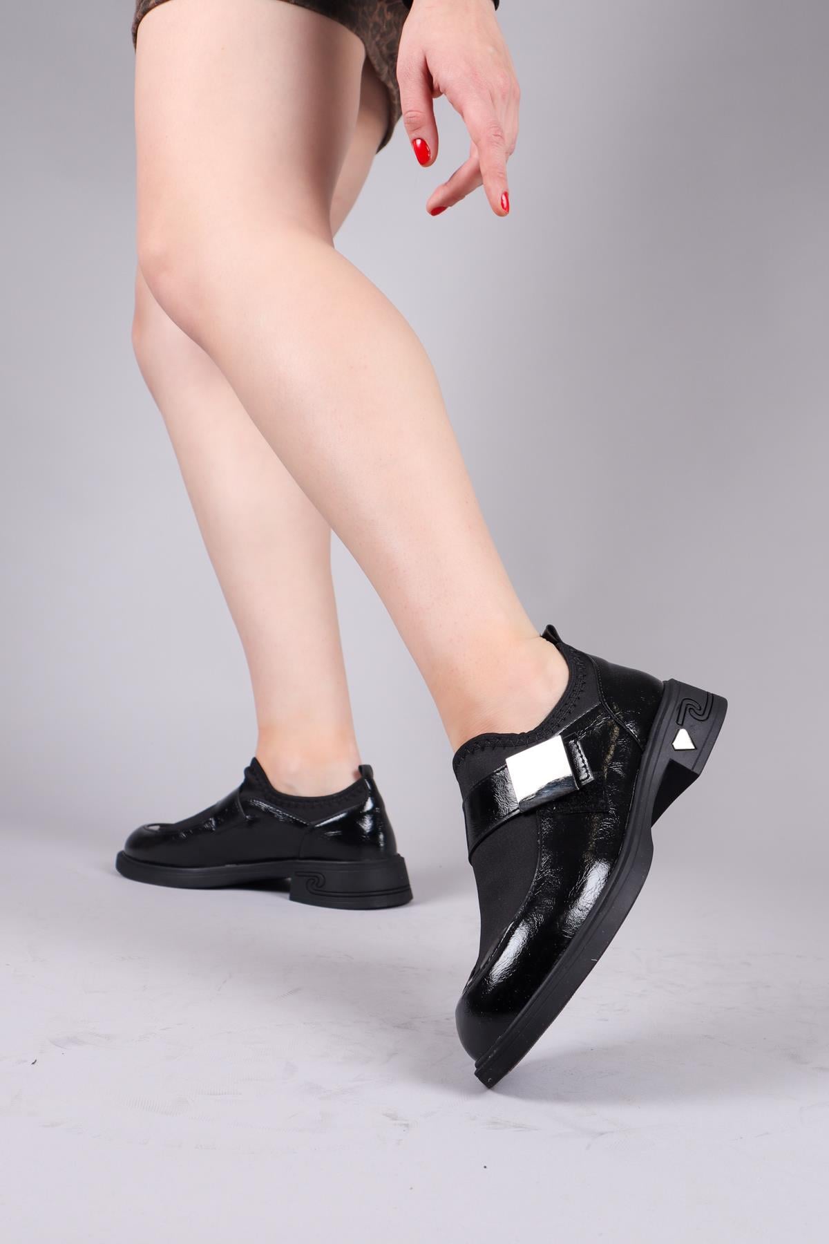 PABNA Cilt-Strech Garnili Loafer SİYAH
