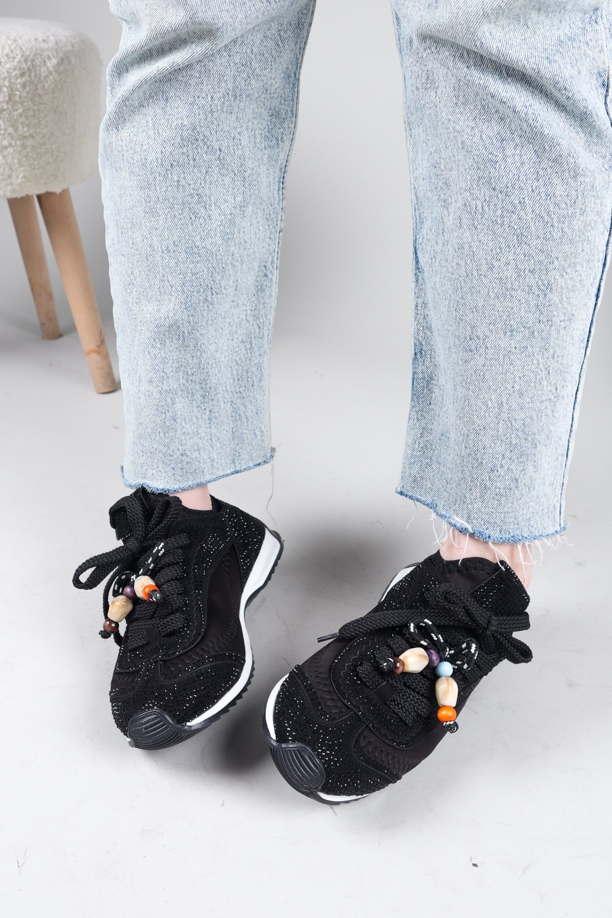 PALMAS Taş Detaylı Strech Sneakers SİYAH