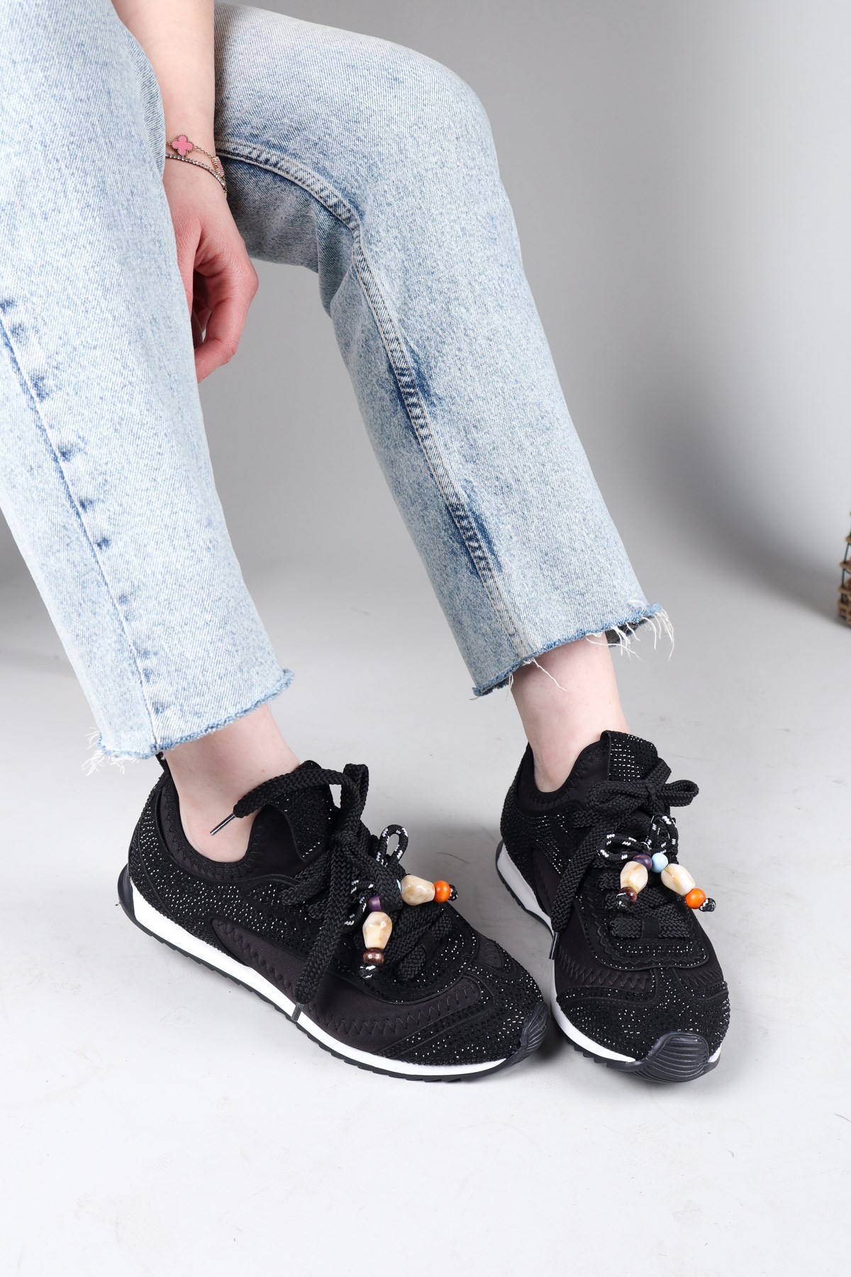 PALMAS Taş Detaylı Strech Sneakers SİYAH