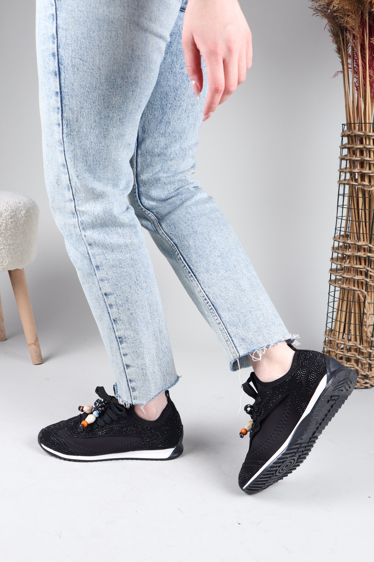PALMAS Taş Detaylı Strech Sneakers SİYAH