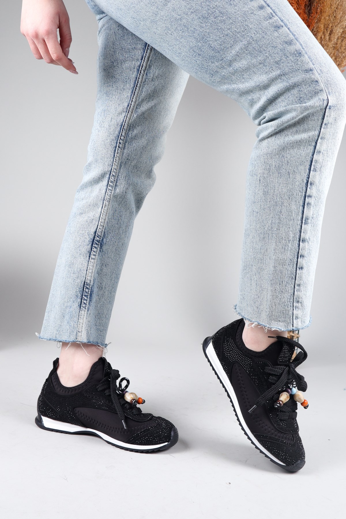 PALMAS Taş Detaylı Strech Sneakers SİYAH