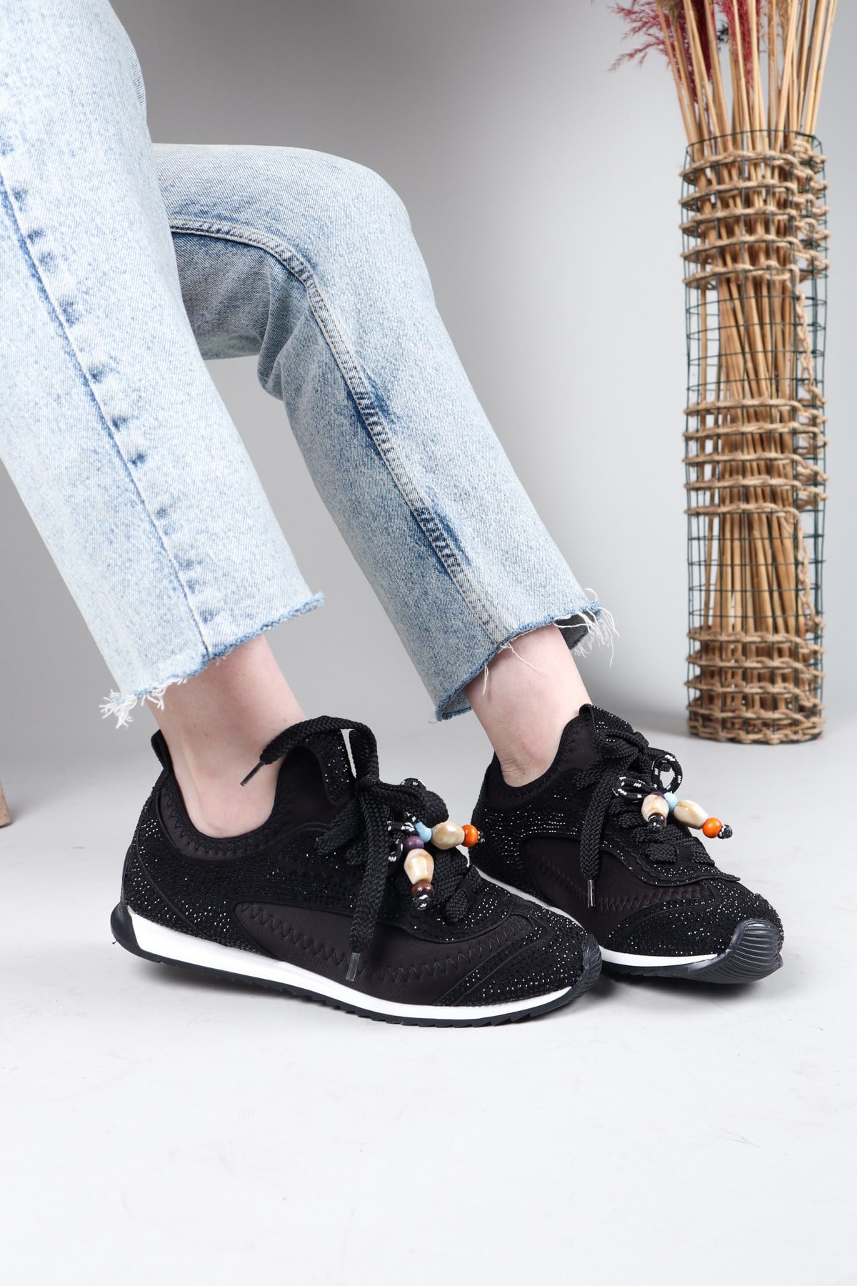 PALMAS Taş Detaylı Strech Sneakers SİYAH