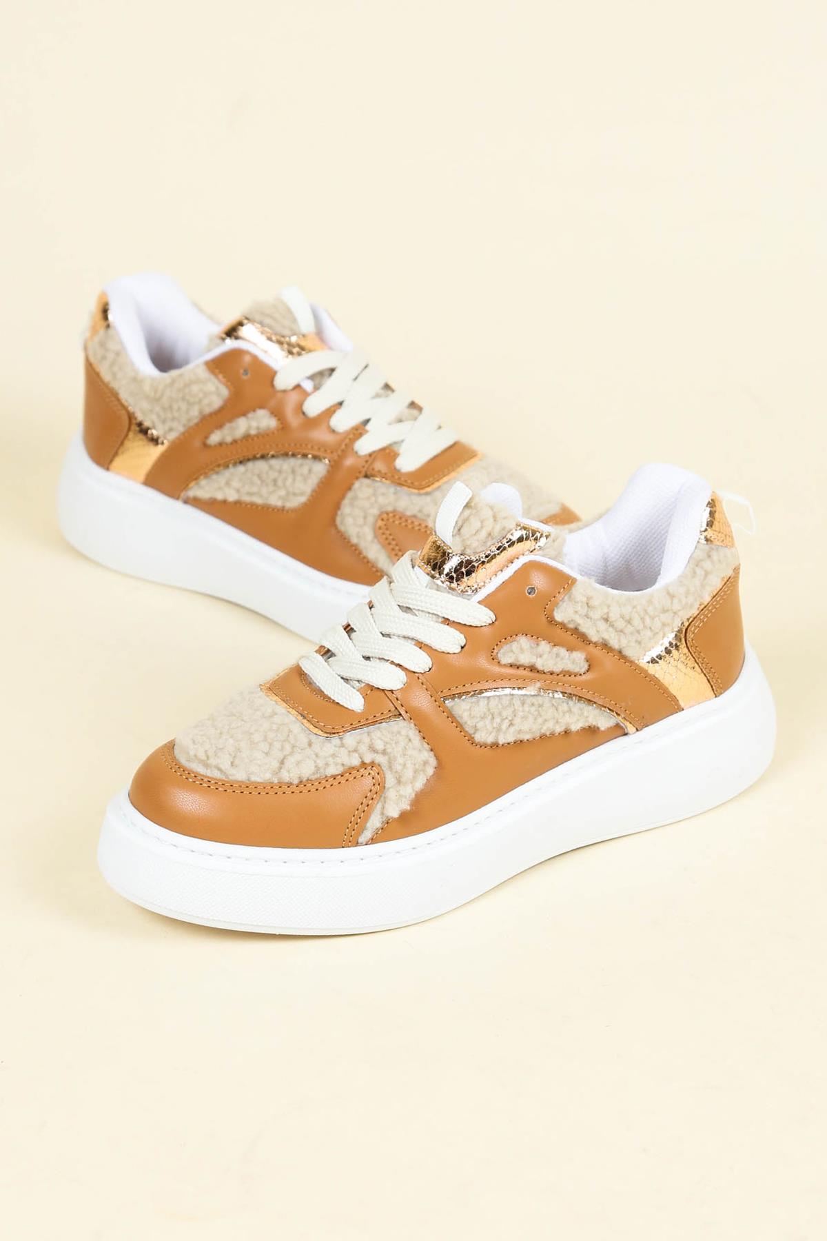 Peluş Garnili Sneakers TABA