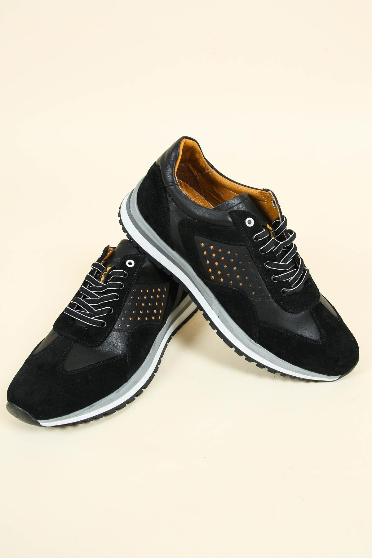 Süet Ve Cilt Garnili Bağcıklı Erkek Casual Ay