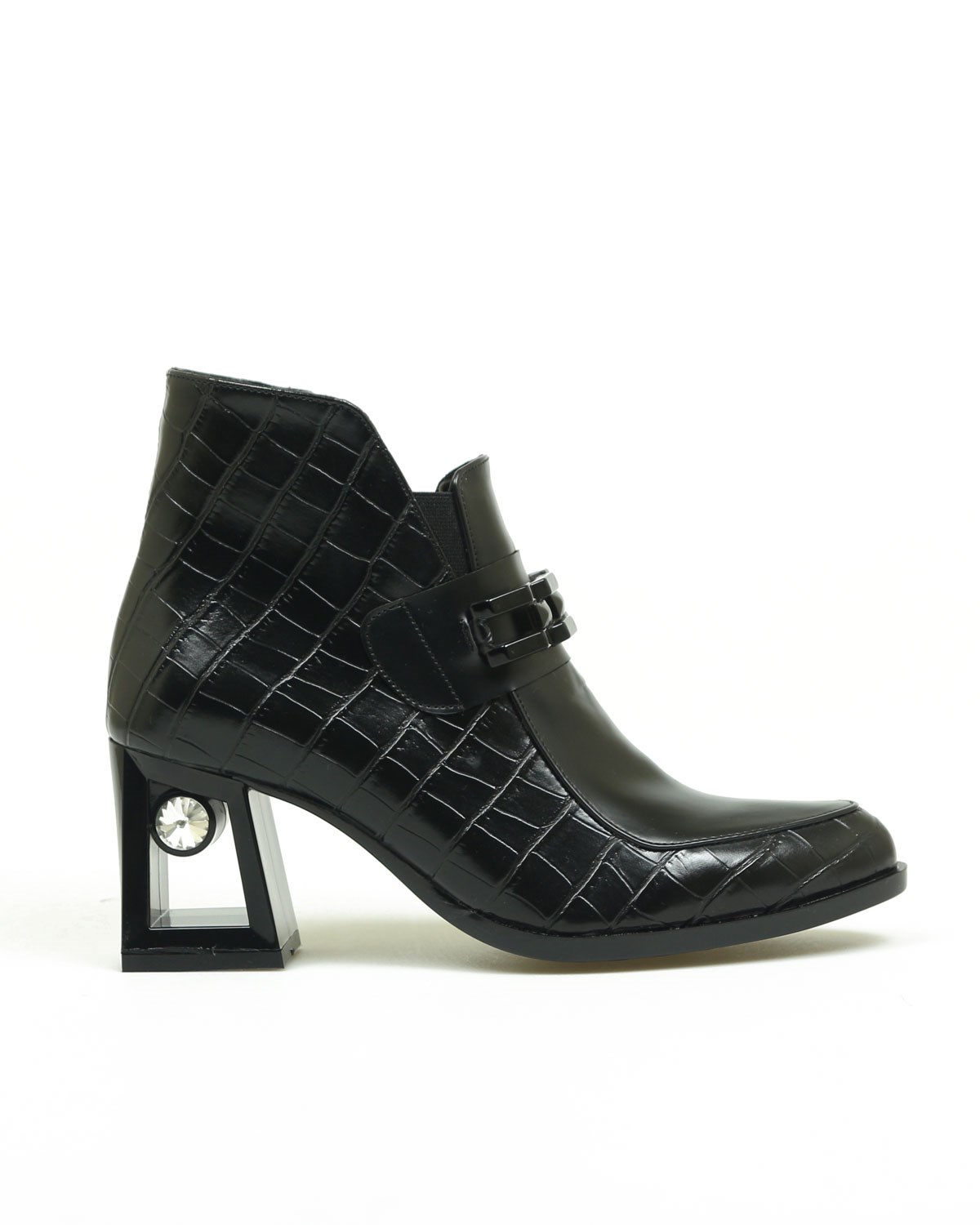 HİBBİNG Topuk Detaylı Fermuarlı Topuklu Bootie SİYAH