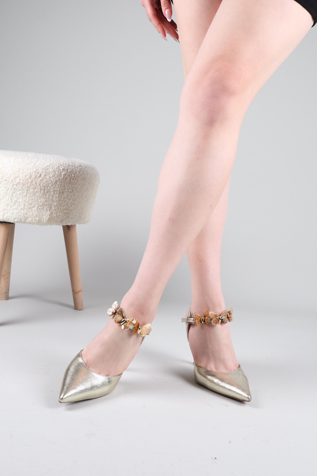 VİACHA Kelebek Tokalı Arkası Açık Stiletto GOLD