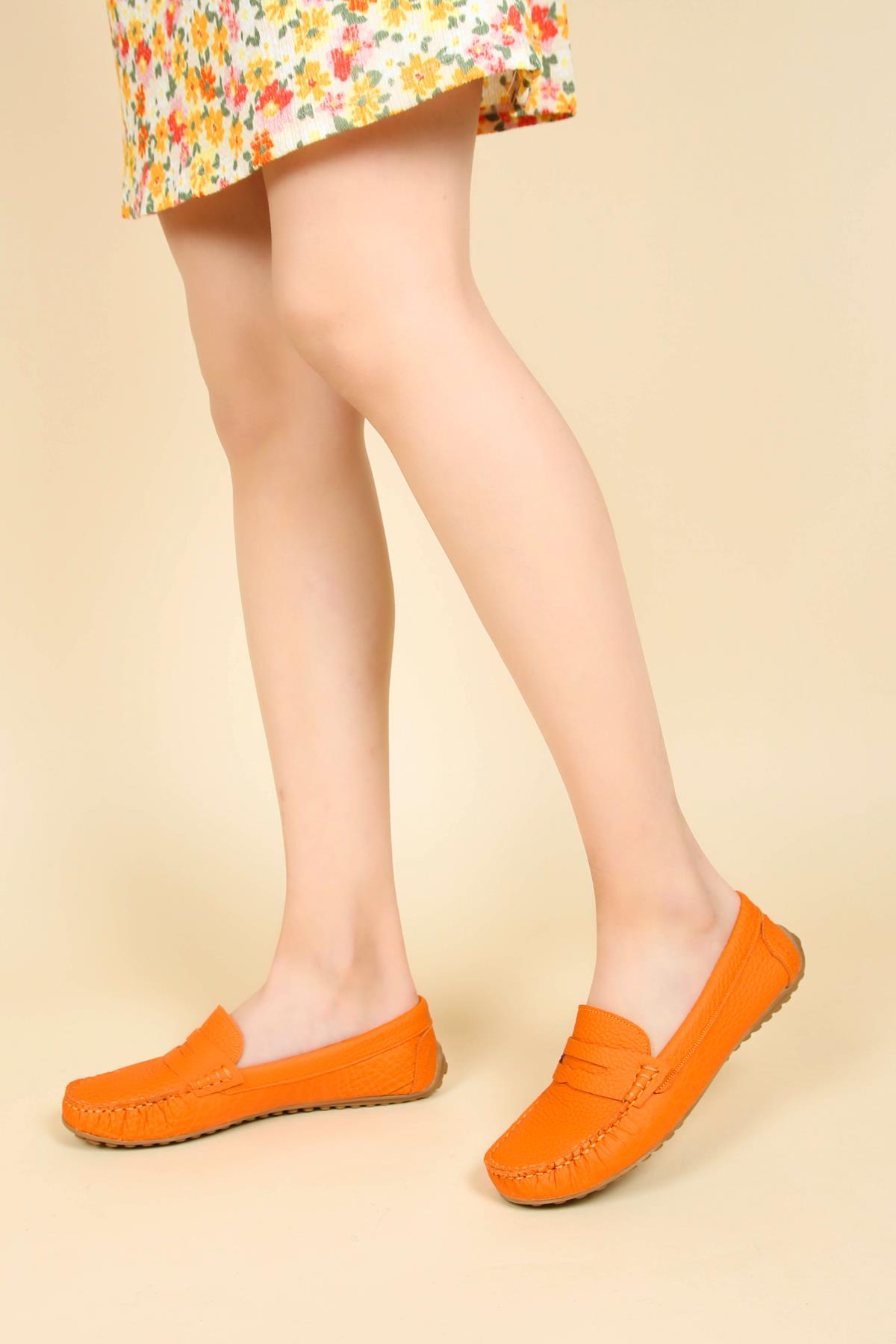 %100 Hakiki Deri Saraçlı Loafer TURUNCUBABET