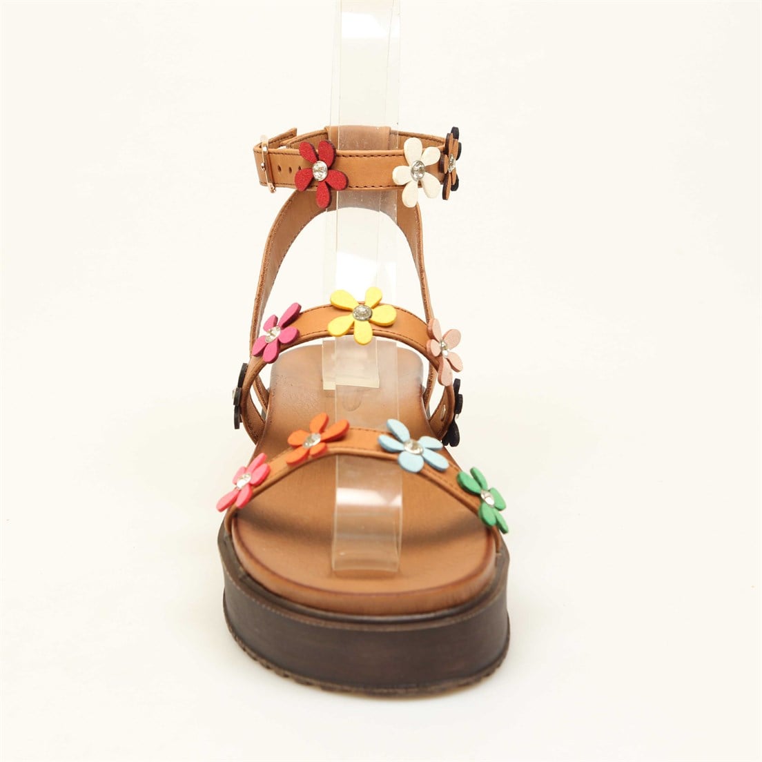 2018/Hakiki Deri Çiçekli Sandalet