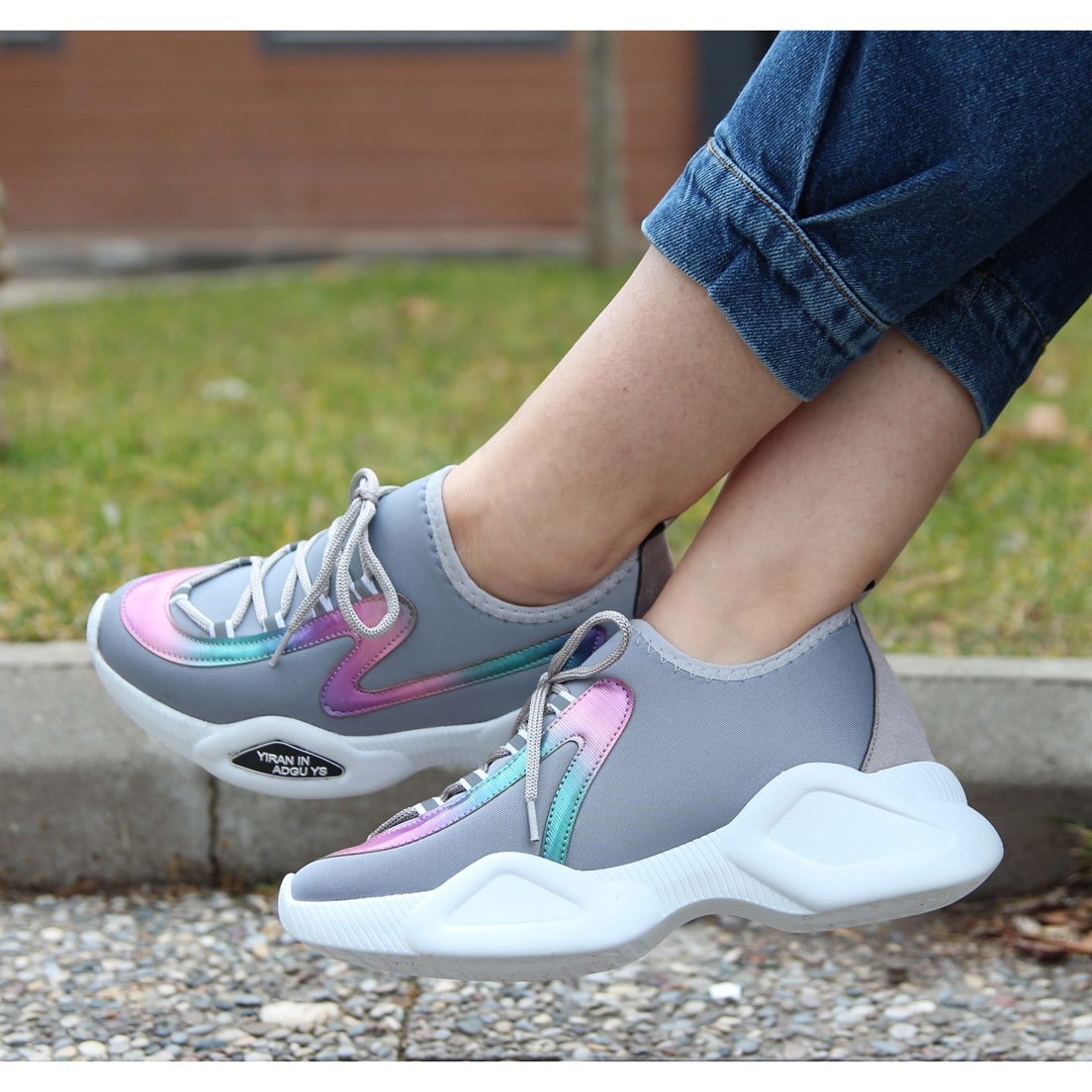2020/Multi Detaylı Gri Strech Bayan Spor AyakkabıSPOR AYAKKABI
