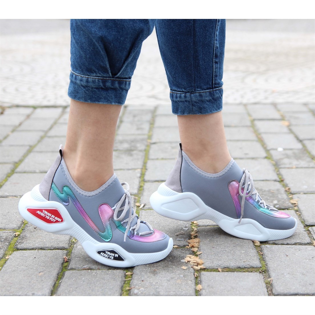 2020/Multi Detaylı Gri Strech Bayan Spor AyakkabıSPOR AYAKKABI