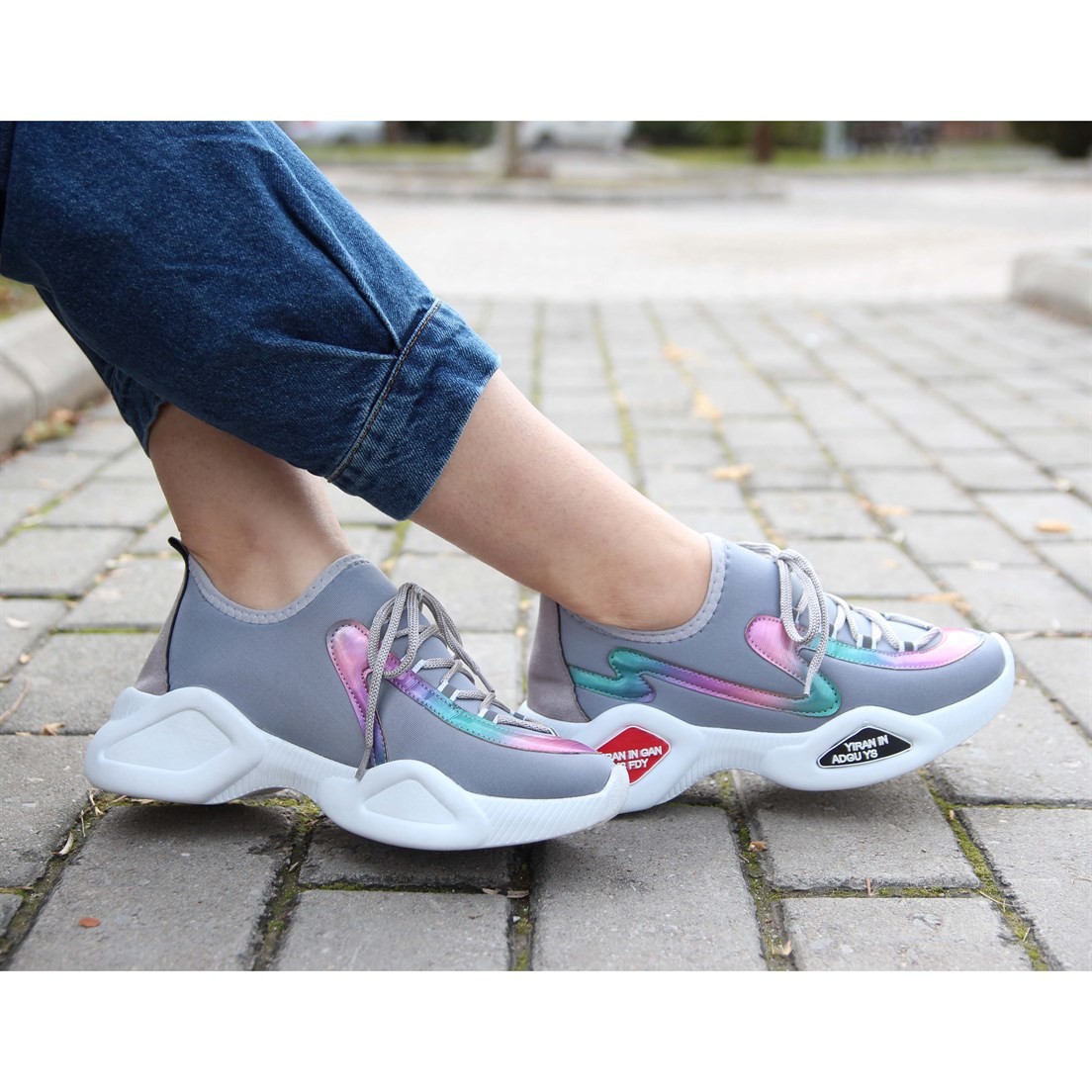 2020/Multi Detaylı Gri Strech Bayan Spor AyakkabıSPOR AYAKKABI