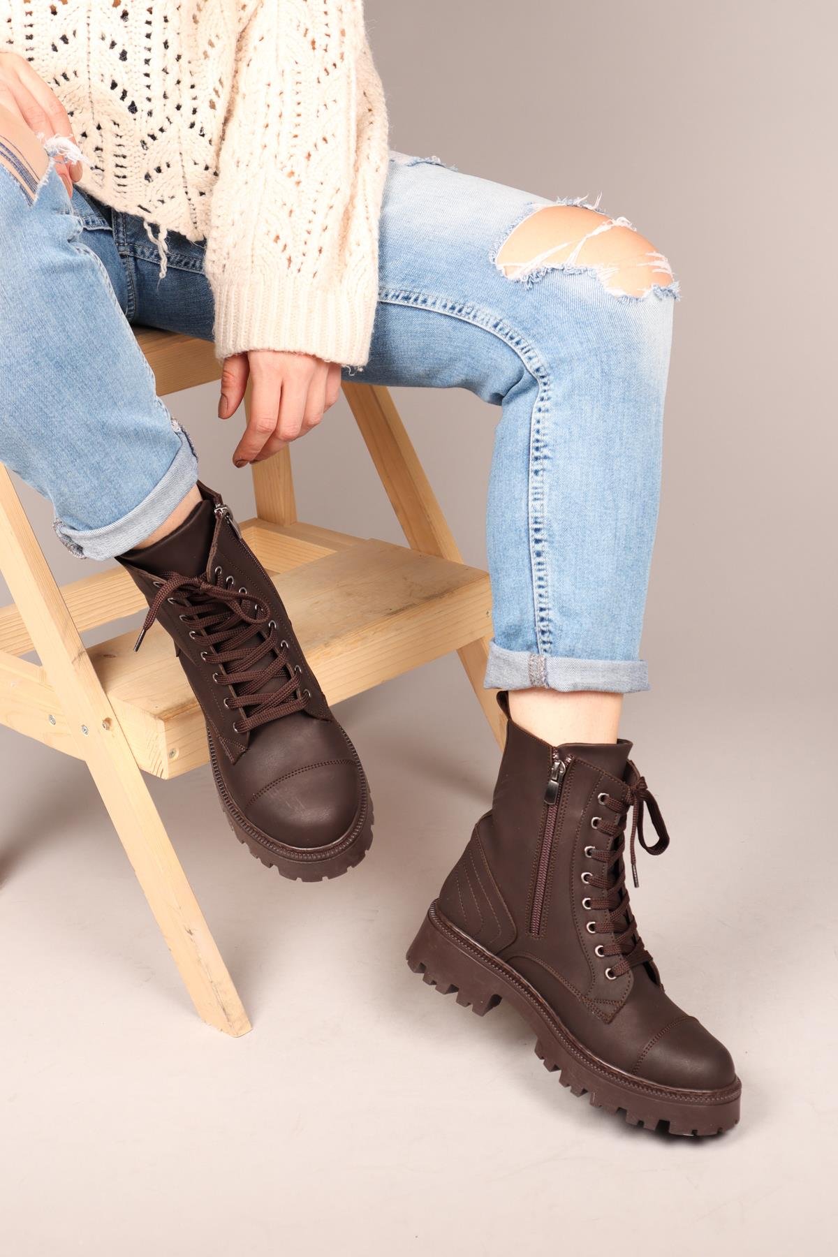 ADRİENN Dikiş Detaylı Kadın Bot KAHVERENGİBOT