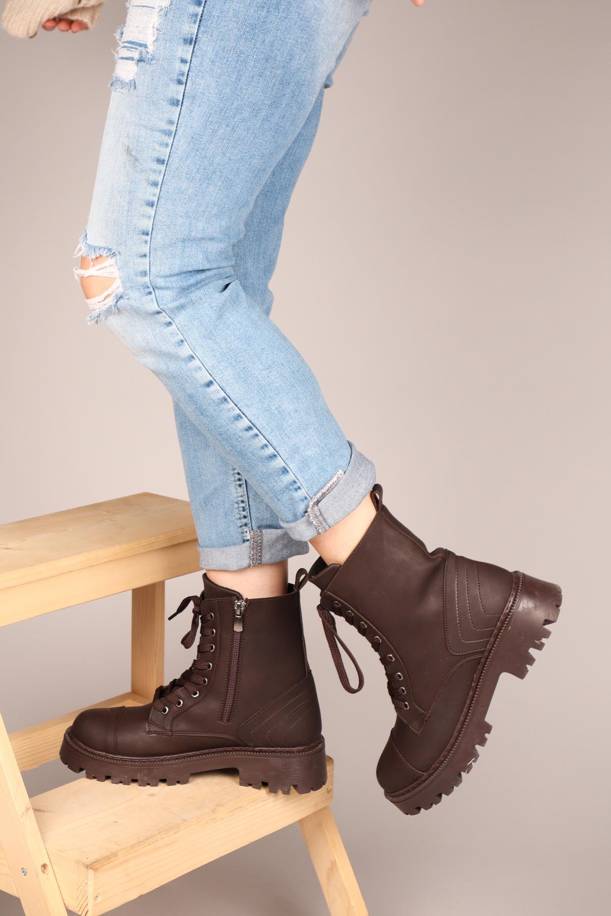 ADRİENN Dikiş Detaylı Kadın Bot KAHVERENGİBOT