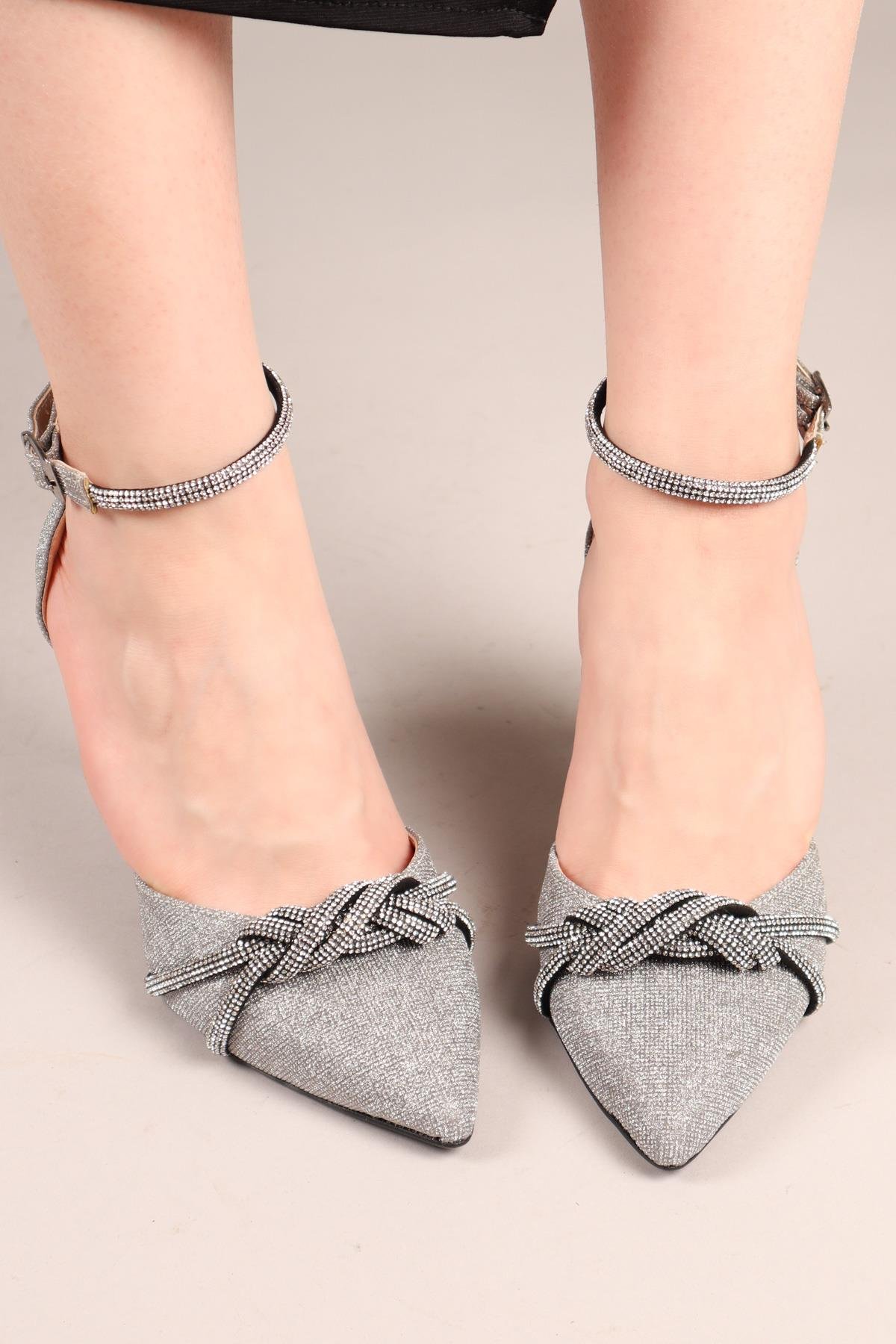 ALWEN Simli Abiye Ayakkabı PLATİNTOPUKLU AYAKKABI