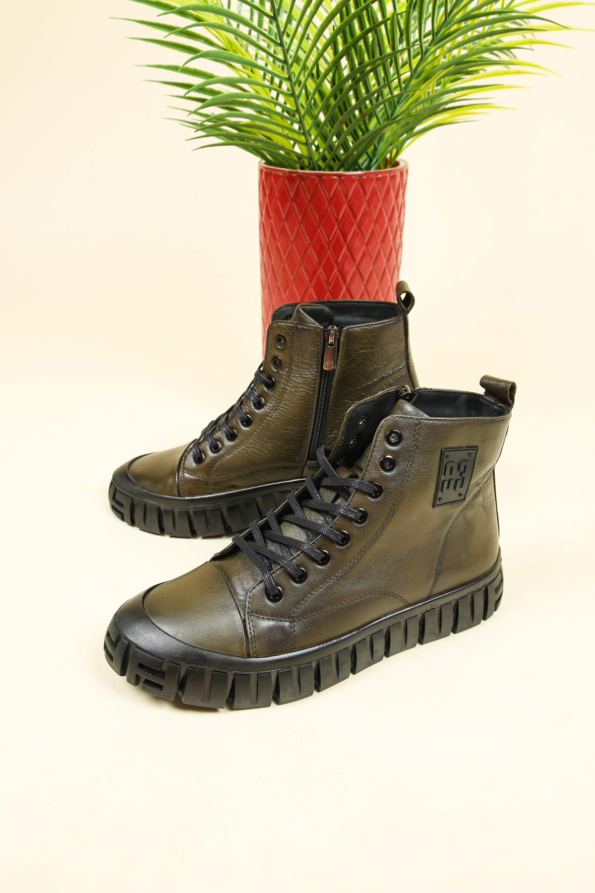 Bağcık Detaylı Fermuarlı Erkek Bot HAKİERKEK