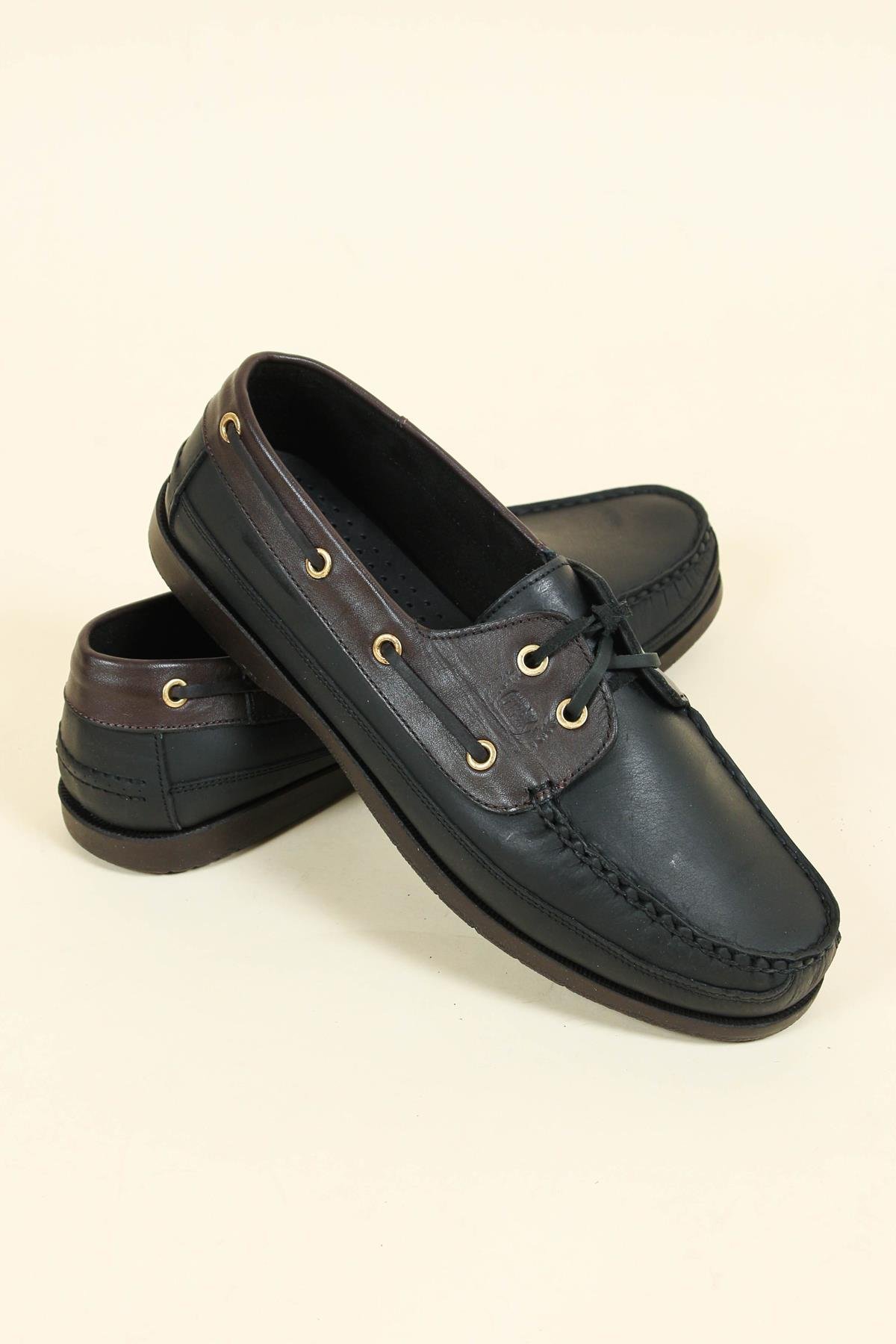 Bağcıklı Saraçlı Erkek Marine Ayakkabı SİYAHERKEK