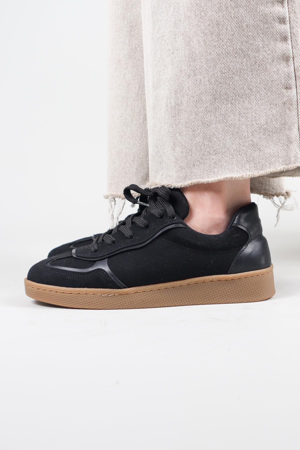 BANTE Cilt Garnili Süet Sneakers SİYAHSPOR AYAKKABI