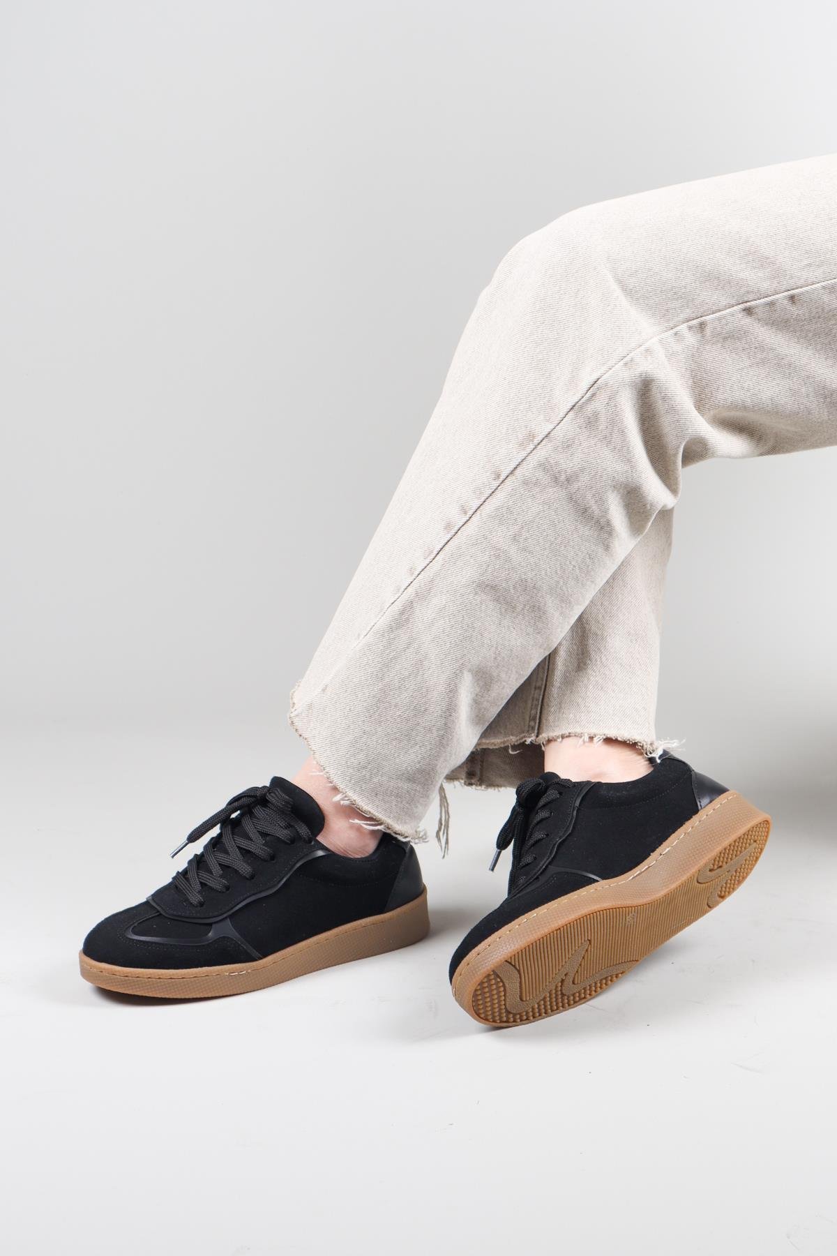 BANTE Cilt Garnili Süet Sneakers SİYAHSPOR AYAKKABI
