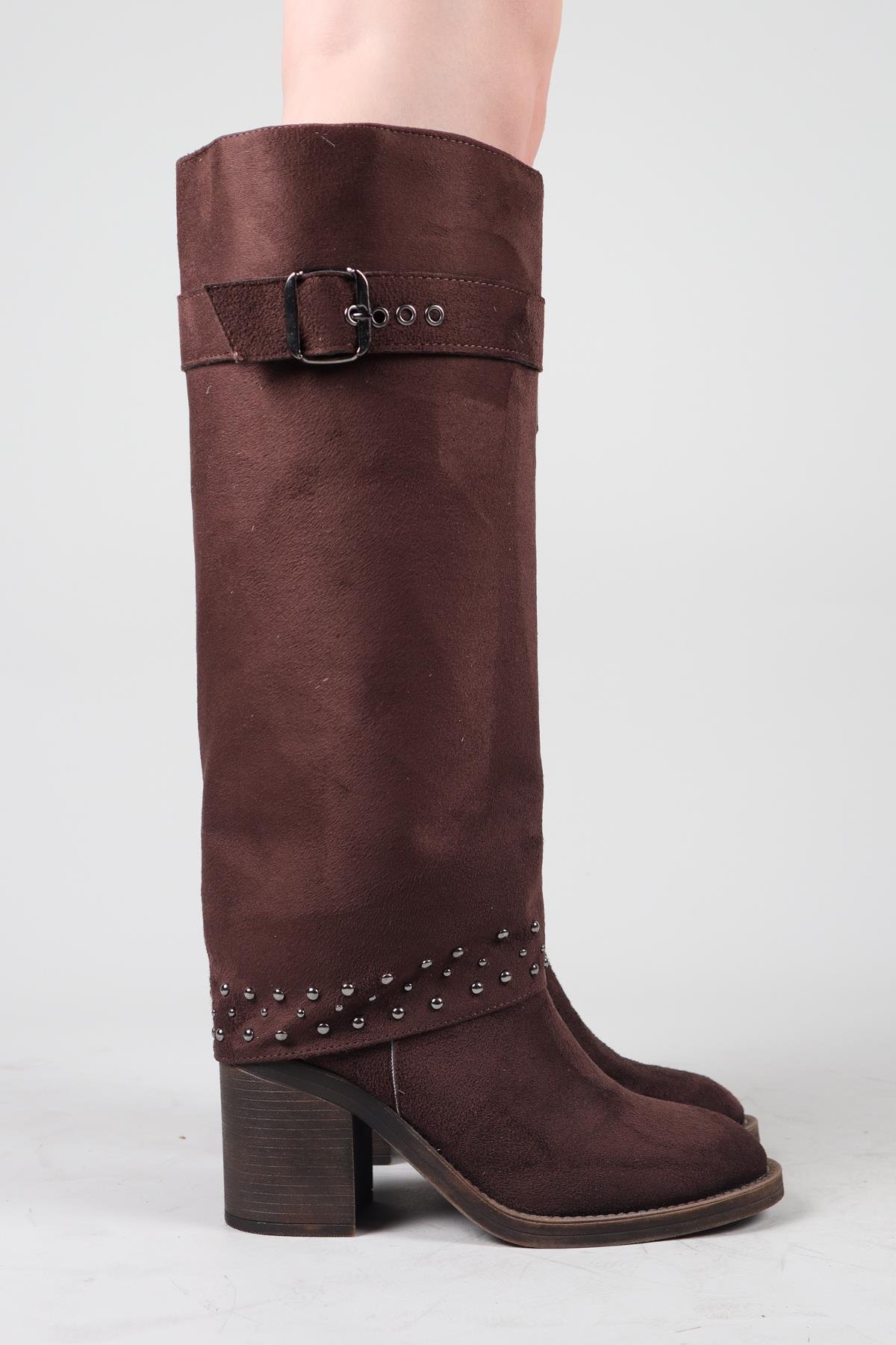 BASİLA Troklu Topuklu Süet Çizme KAHVERENGİÇİZME 