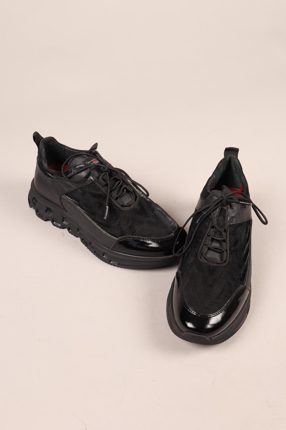 Baskı Detaylı Garnili Erkek Casual Ayakkabı SİYAHERKEK