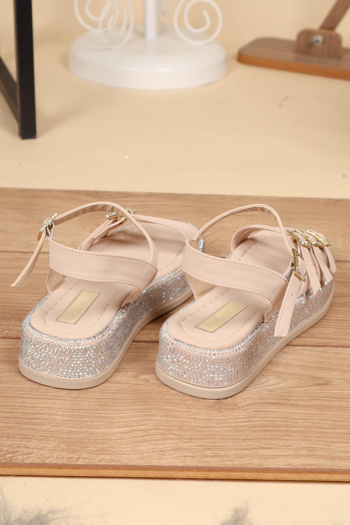 Bilek Bağlı Tabanı Taşlı Sandalet TENSANDALET