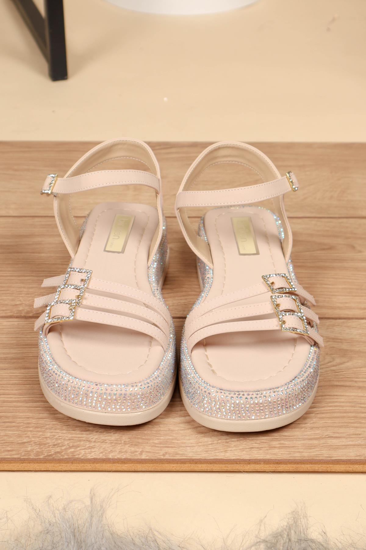 Bilek Bağlı Tabanı Taşlı Sandalet TENSANDALET