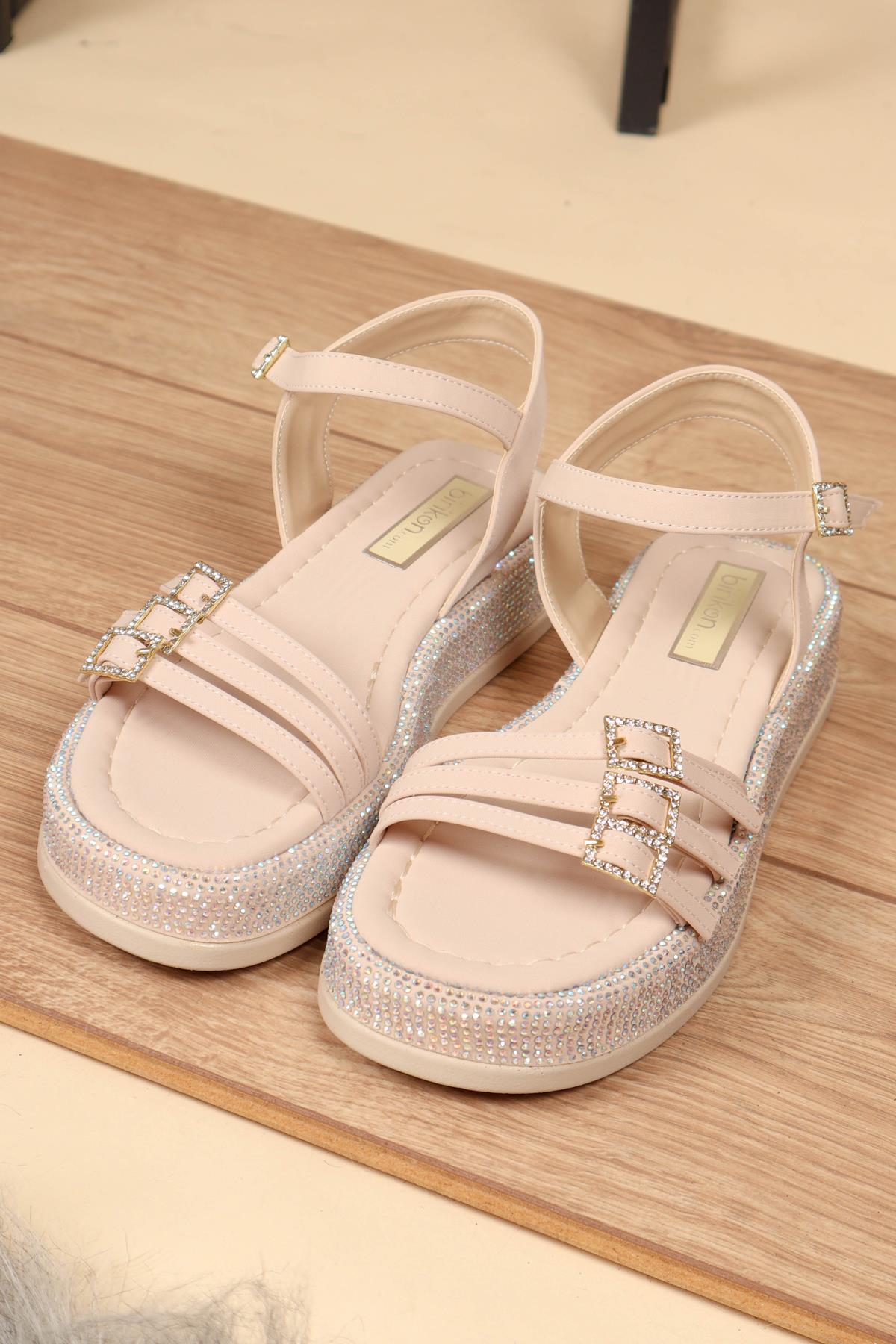 Bilek Bağlı Tabanı Taşlı Sandalet TENSANDALET