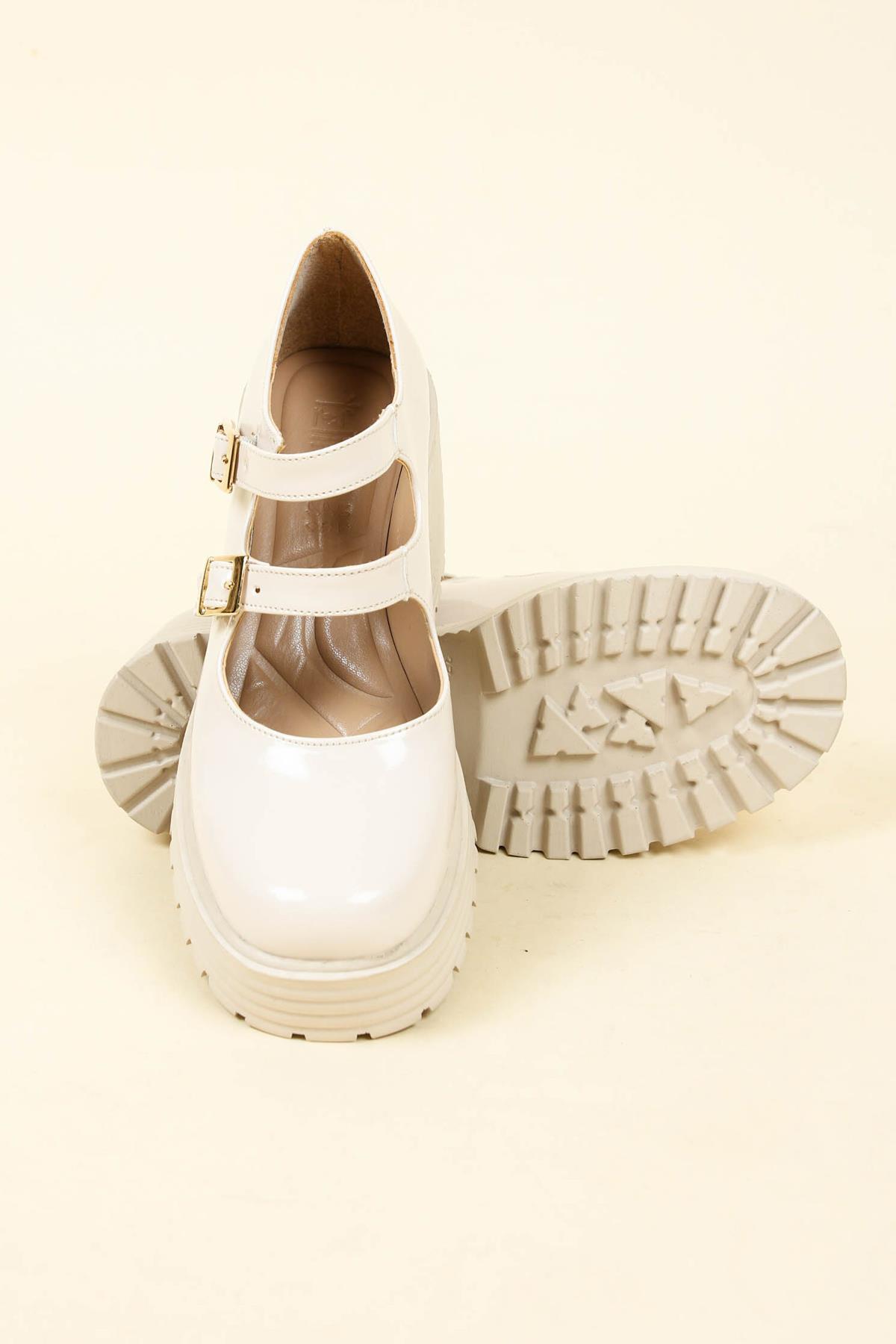 Çift Kemer Aksesuarlı Rugan Loafer TENTOPUKLU AYAKKABI