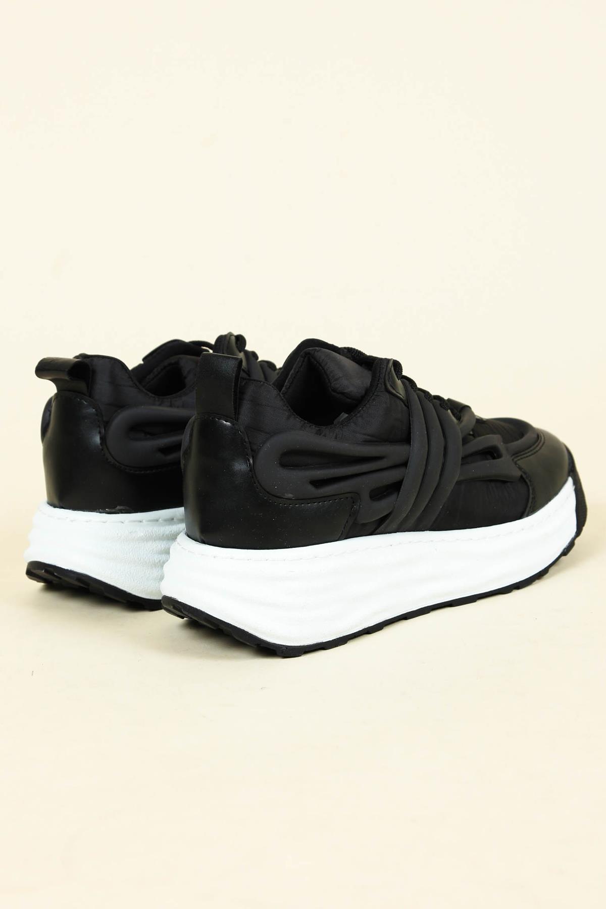 Cilt Garnili Paraşüt Spor Ayakkabı SİYAHSPOR AYAKKABI