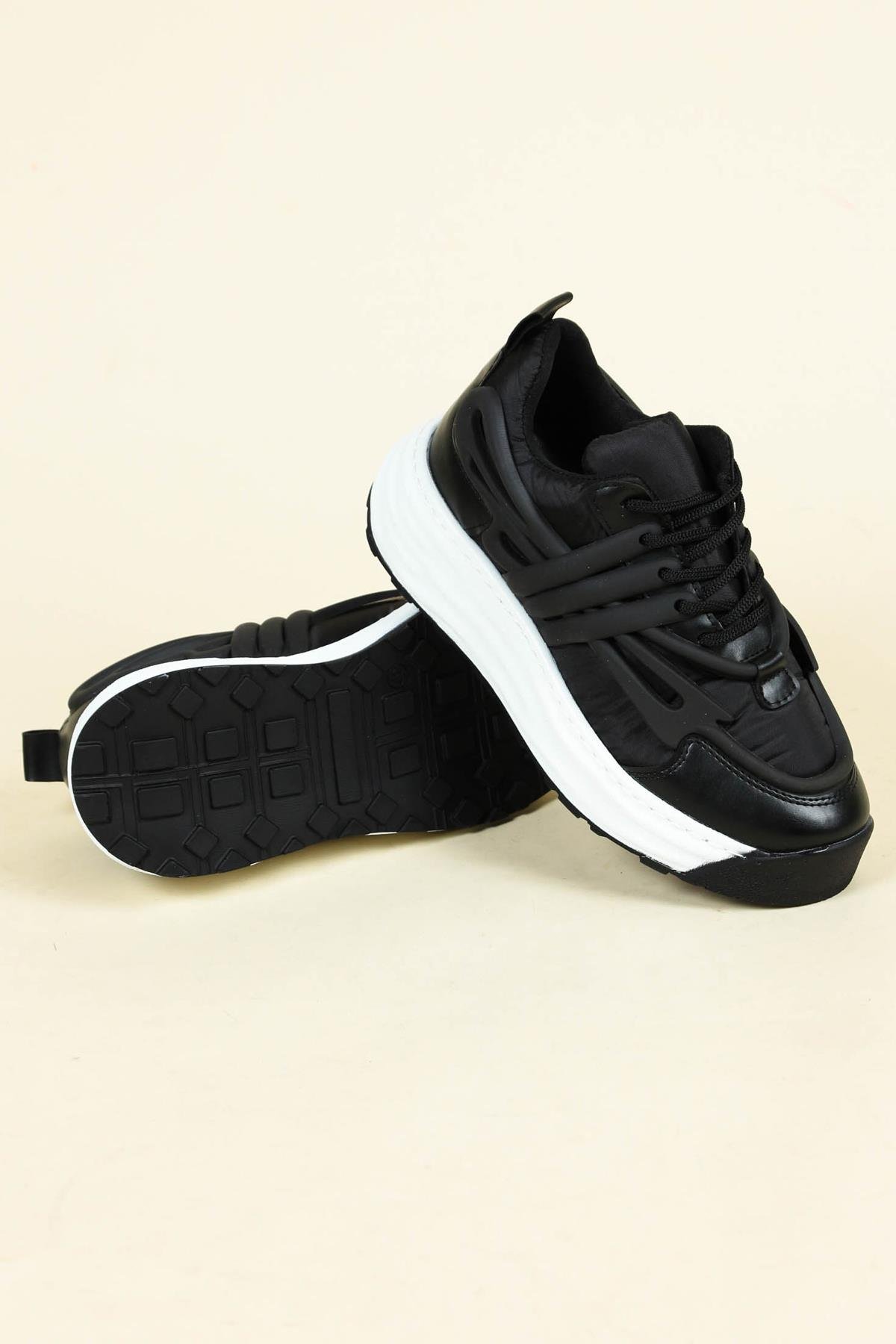 Cilt Garnili Paraşüt Spor Ayakkabı SİYAHSPOR AYAKKABI