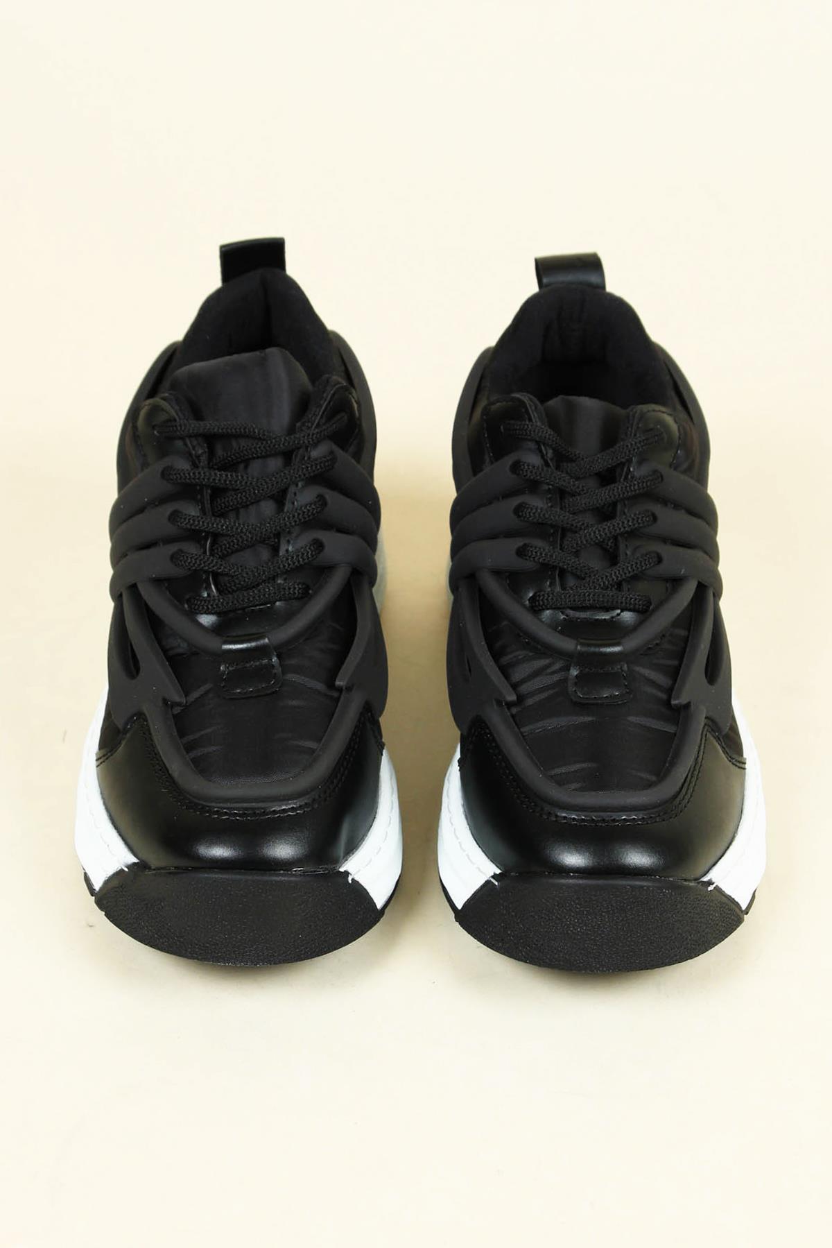 Cilt Garnili Paraşüt Spor Ayakkabı SİYAHSPOR AYAKKABI