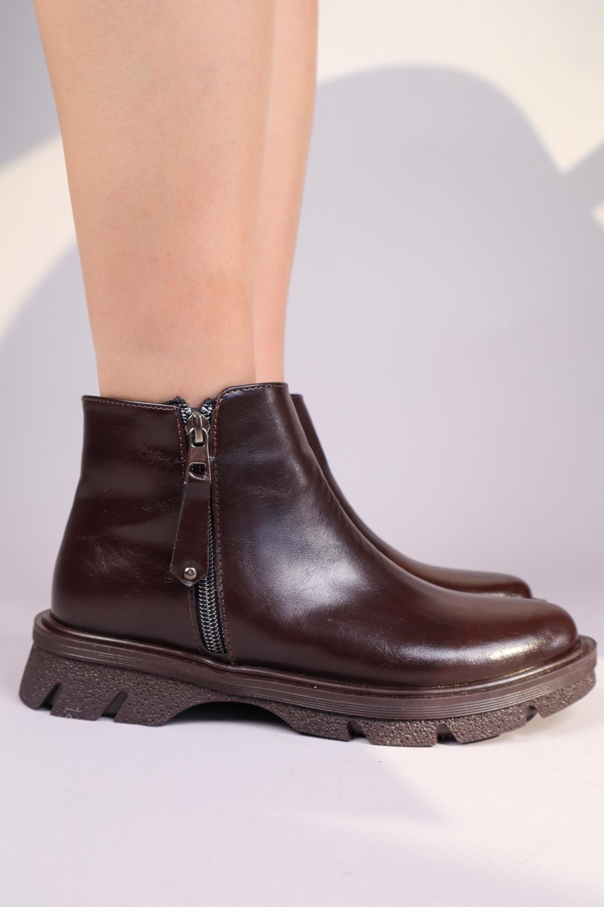 CONNEL Fermuar Aksesuarlı Bot KAHVERENGİBOT