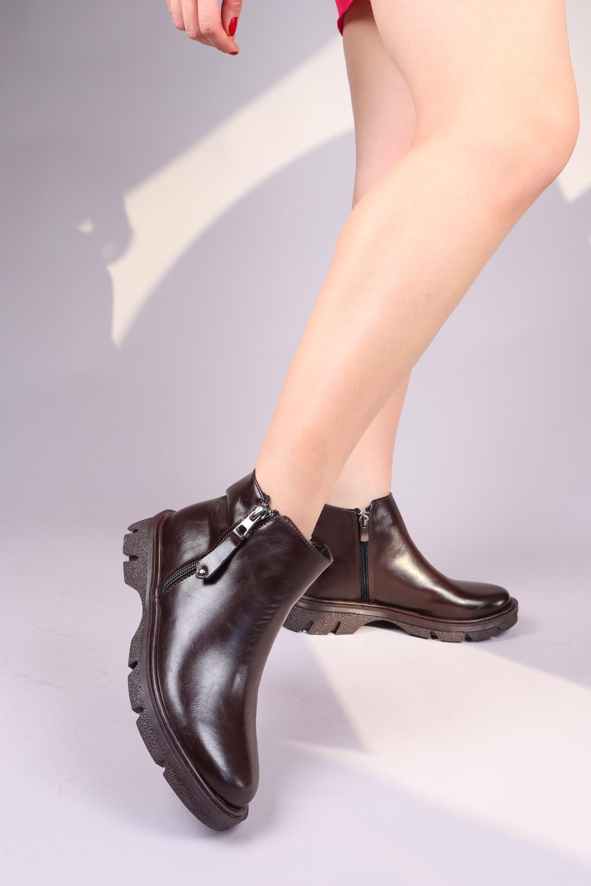 CONNEL Fermuar Aksesuarlı Bot KAHVERENGİBOT