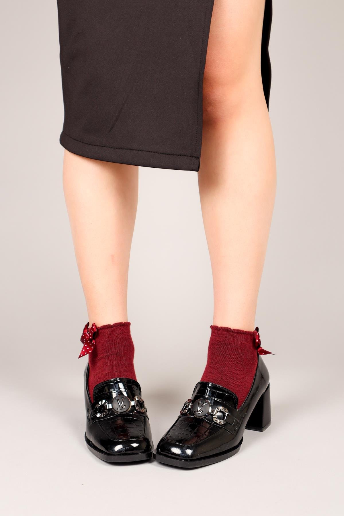 DACE Kroko Garnili Topuklu Ayakkabı SİYAHTOPUKLU AYAKKABI