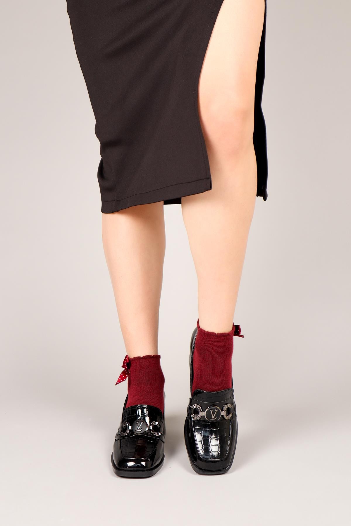 DACE Kroko Garnili Topuklu Ayakkabı SİYAHTOPUKLU AYAKKABI