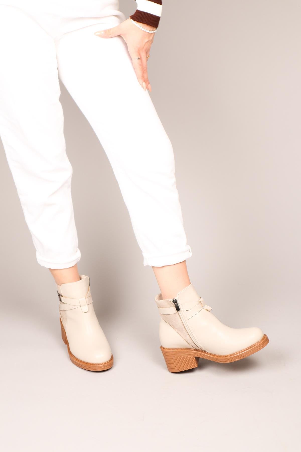 DAGMAR Cilt Süet Garnili Kadın Bot TENBOT