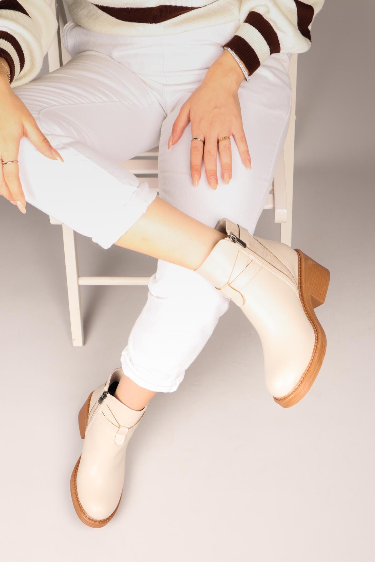 DAGMAR Cilt Süet Garnili Kadın Bot TENBOT