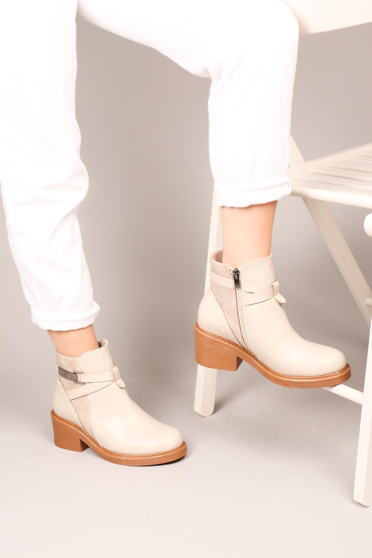 DAGMAR Cilt Süet Garnili Kadın Bot TENBOT