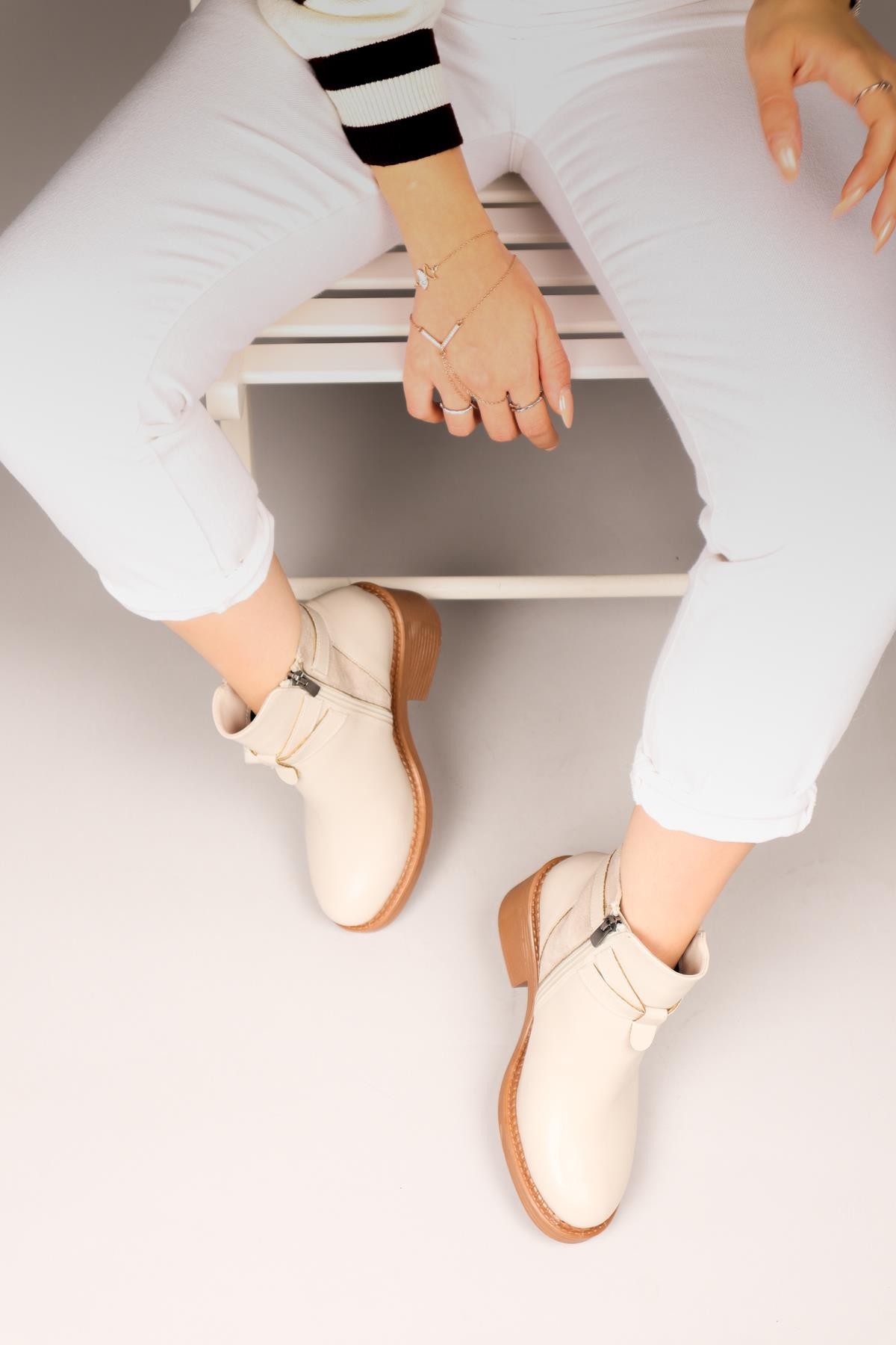 DAGMAR Cilt Süet Garnili Kadın Bot TENBOT