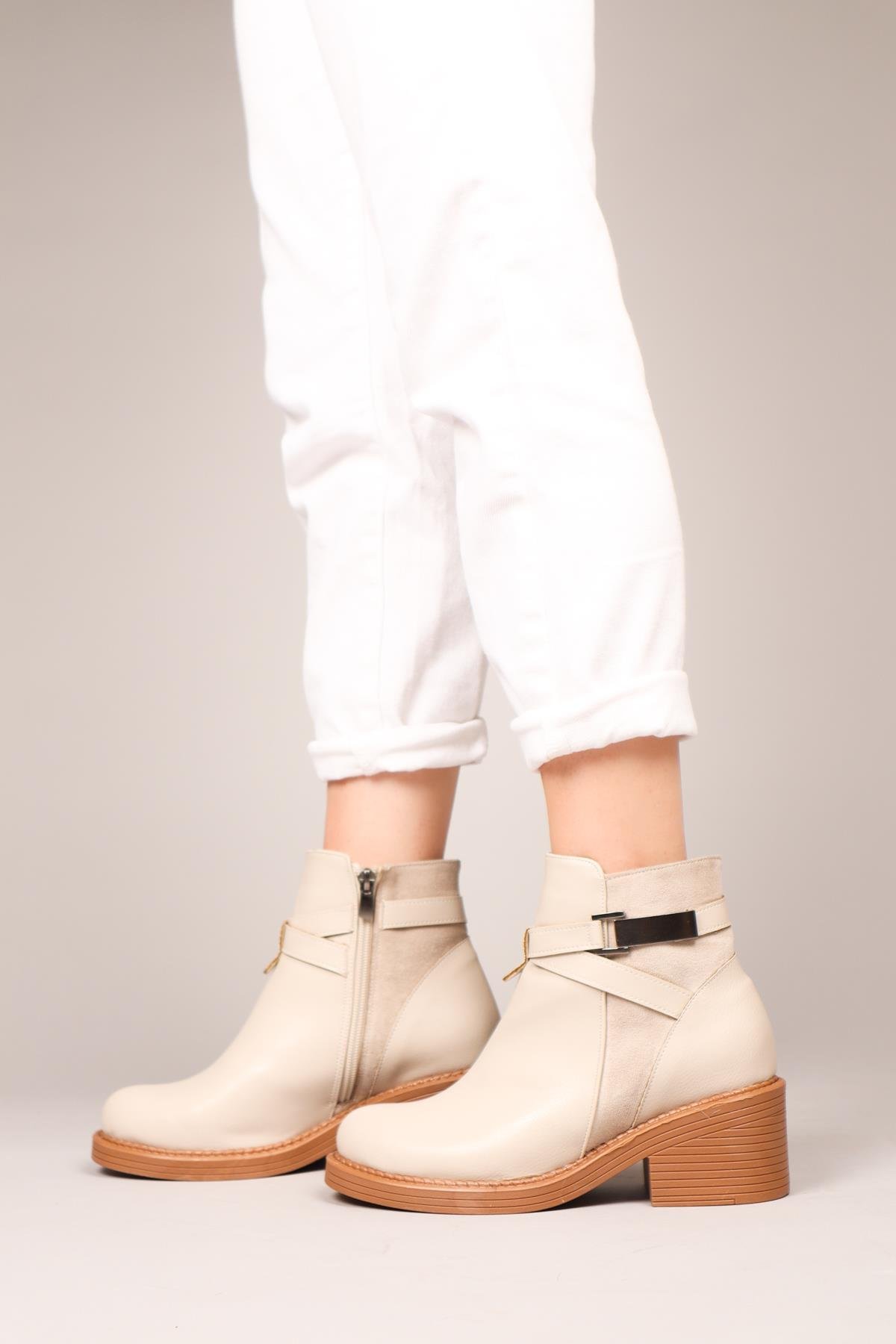 DAGMAR Cilt Süet Garnili Kadın Bot TENBOT