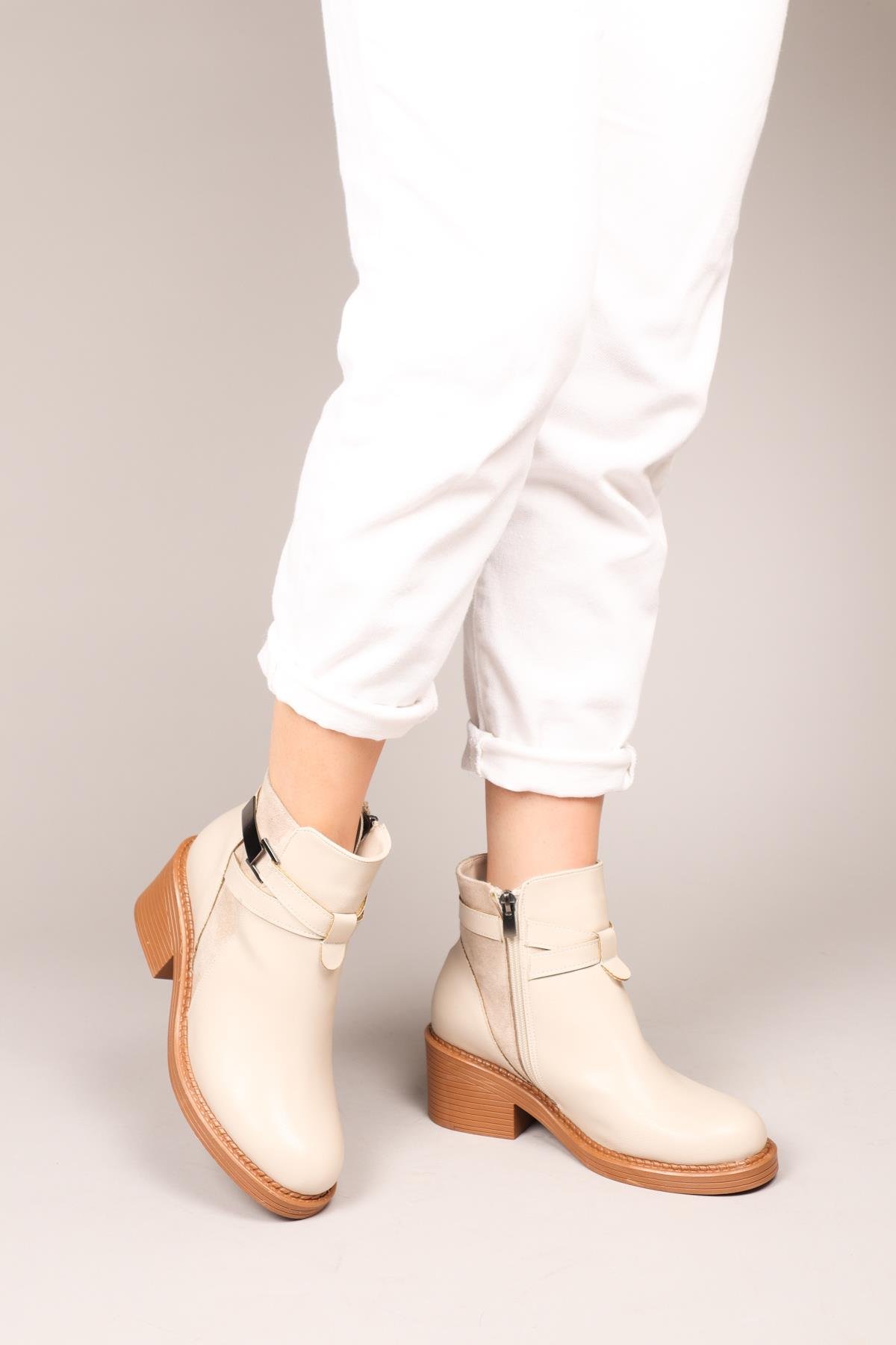 DAGMAR Cilt Süet Garnili Kadın Bot TENBOT