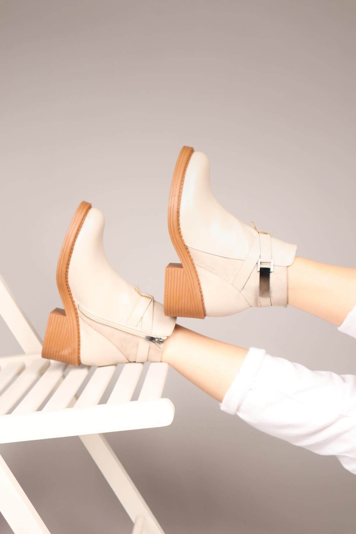 DAGMAR Cilt Süet Garnili Kadın Bot TENBOT