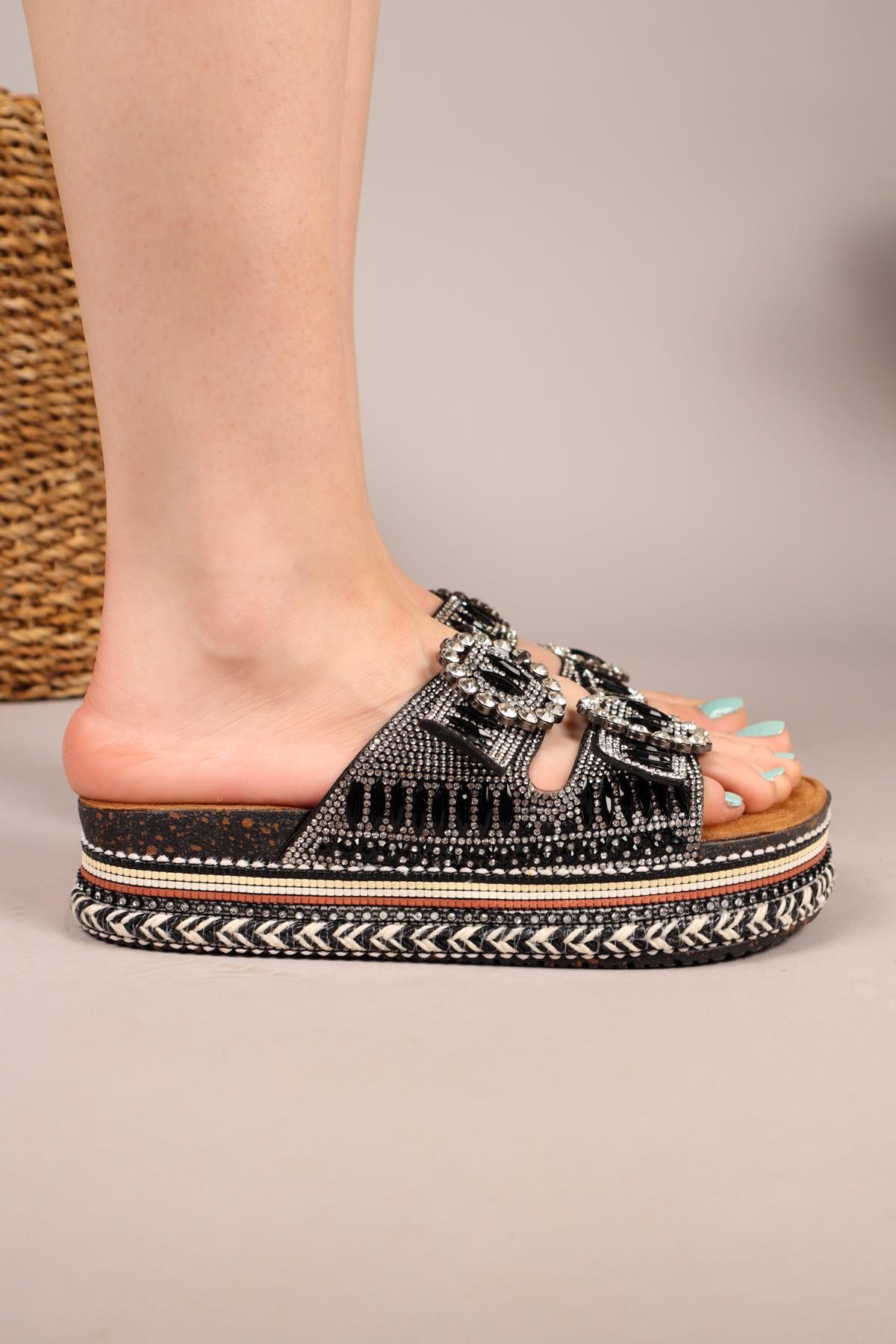 DİAMOND Taşlı Terlik SİYAHTERLİK