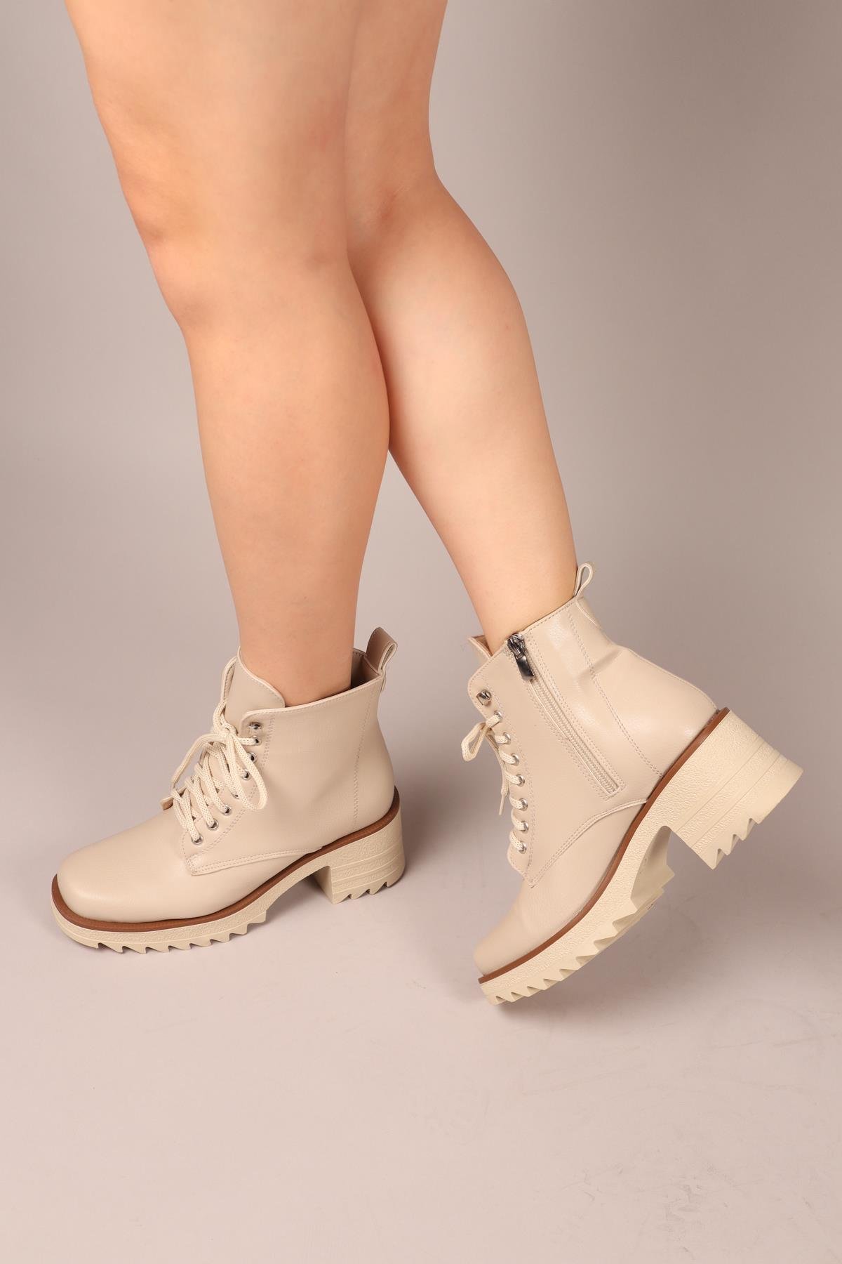 DORRA Kalın Topuklu Bağcıklı Bot TENBOT