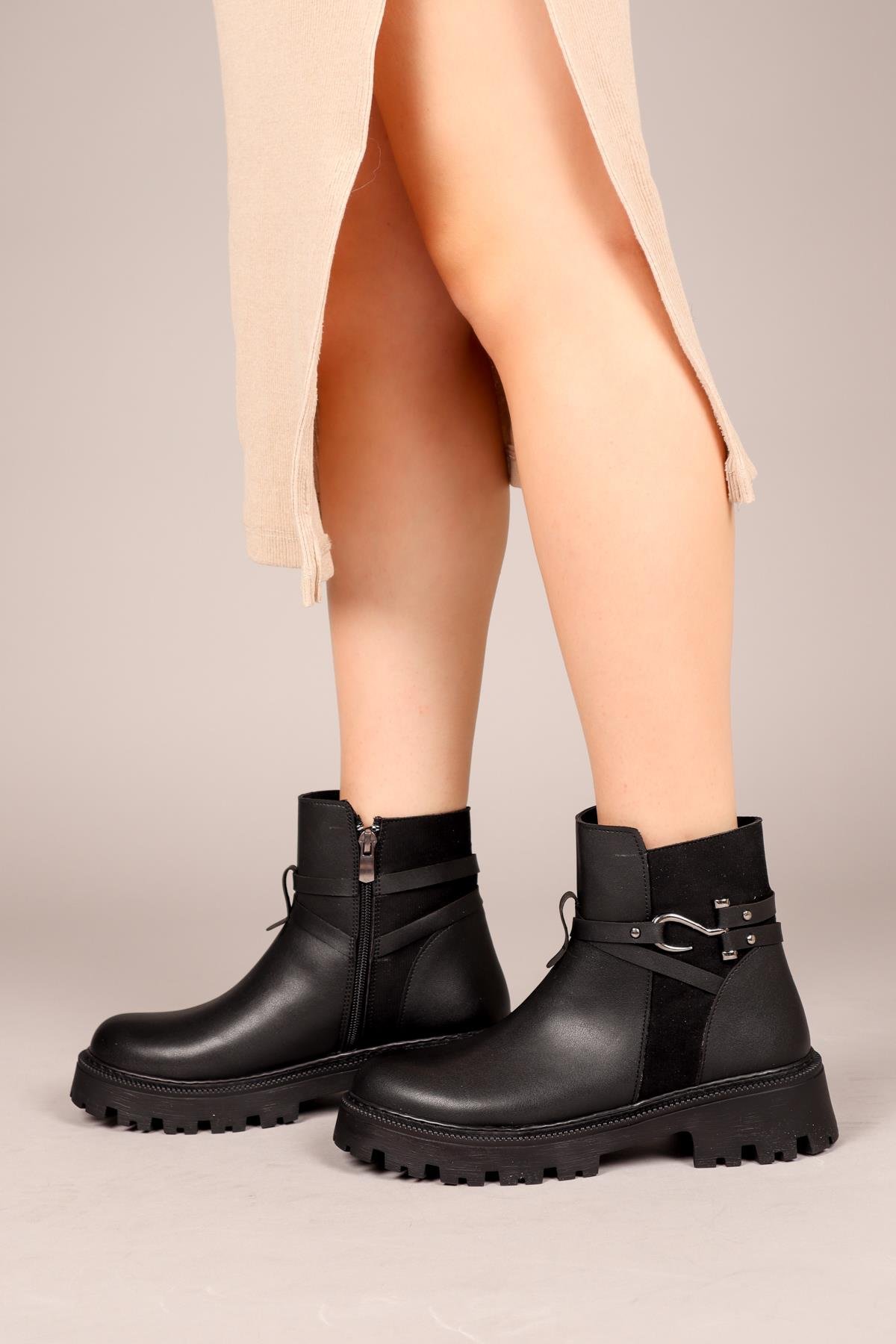 ELİN Kanca Tokalı Kadın Bot SİYAHBOT