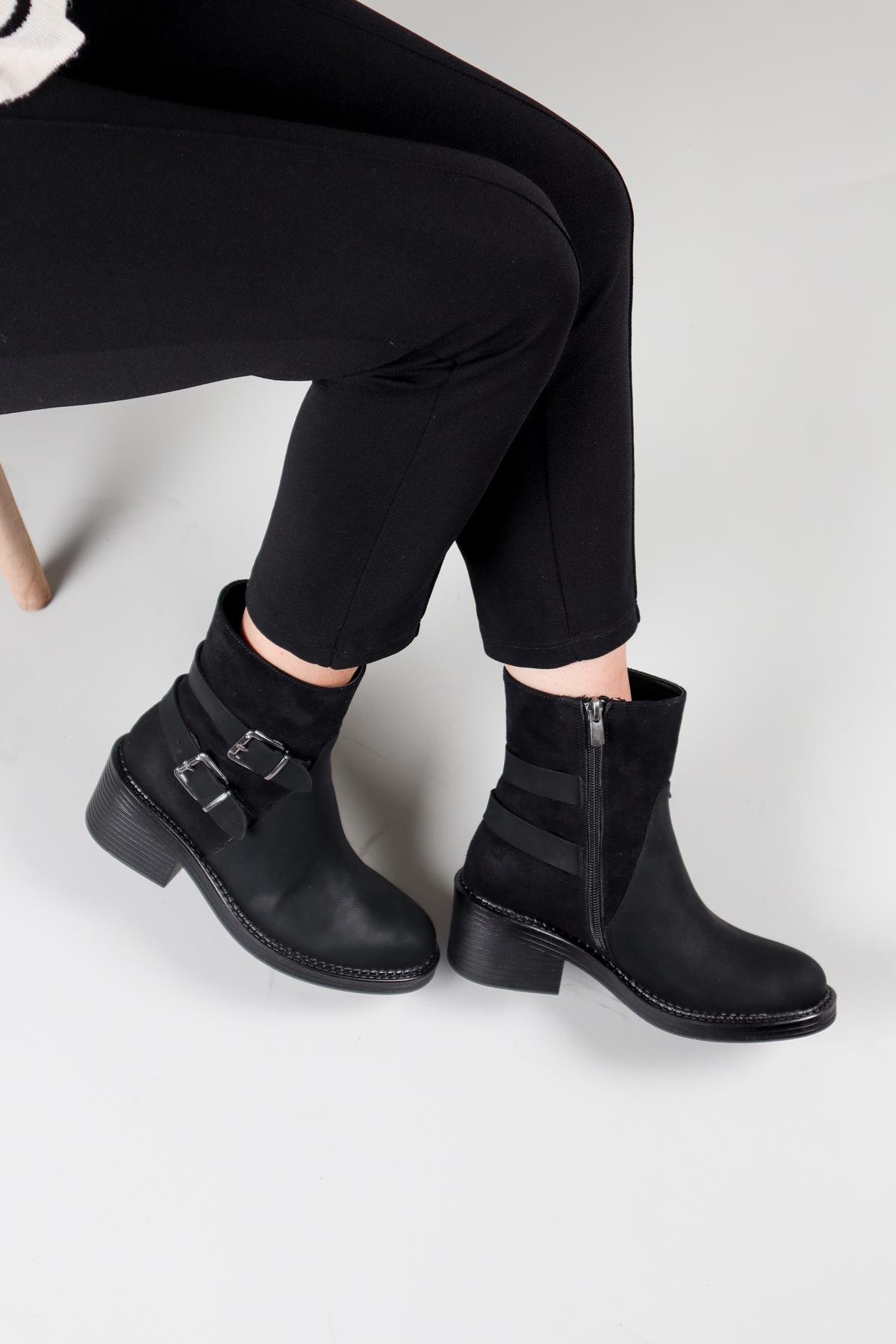 ELİSKA Çift Tokalı Bot SİYAHBOT