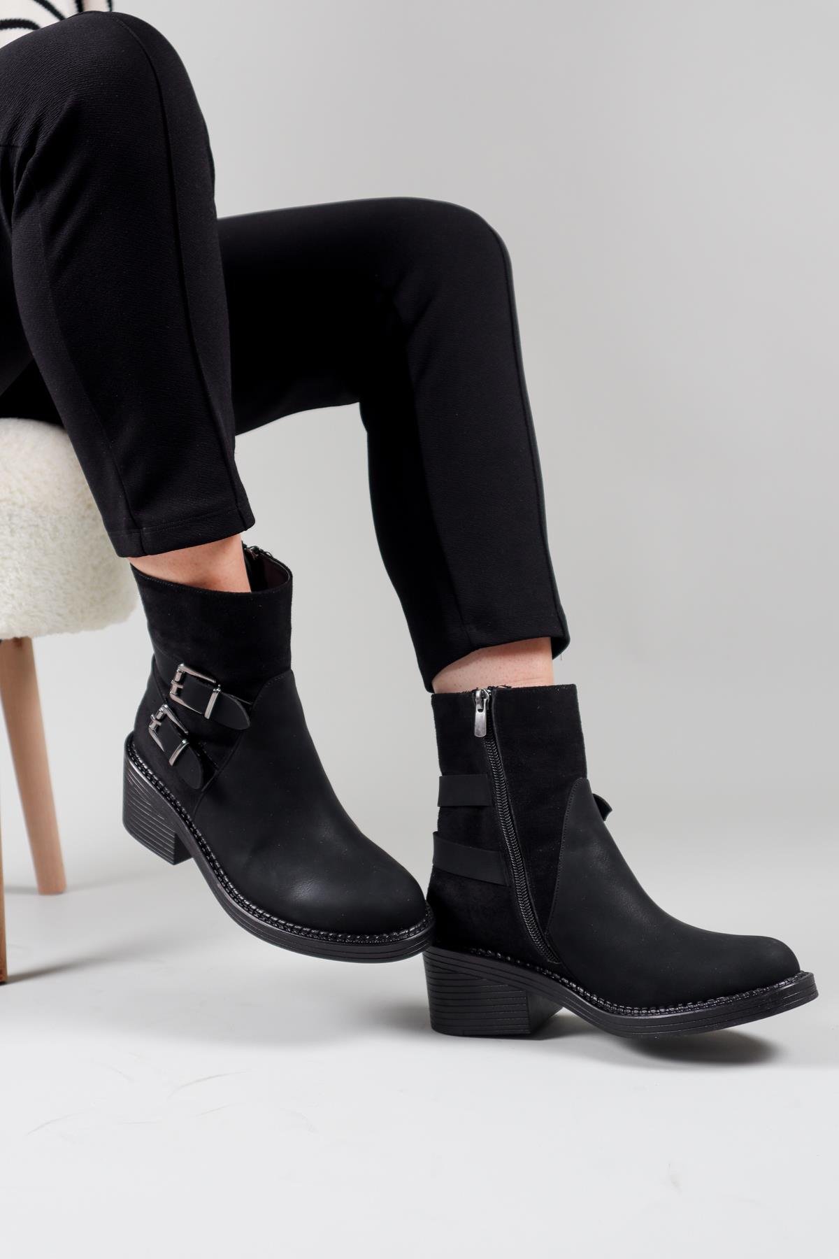 ELİSKA Çift Tokalı Bot SİYAHBOT