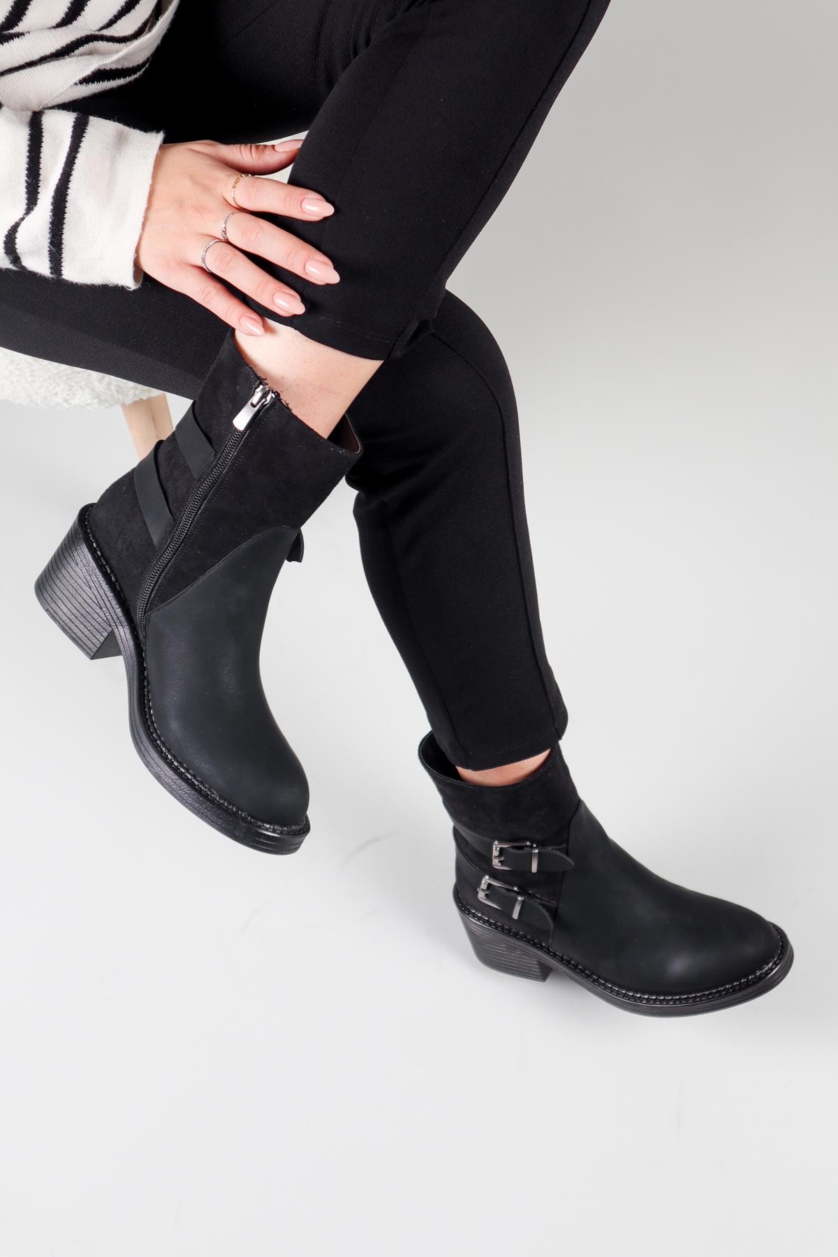 ELİSKA Çift Tokalı Bot SİYAHBOT